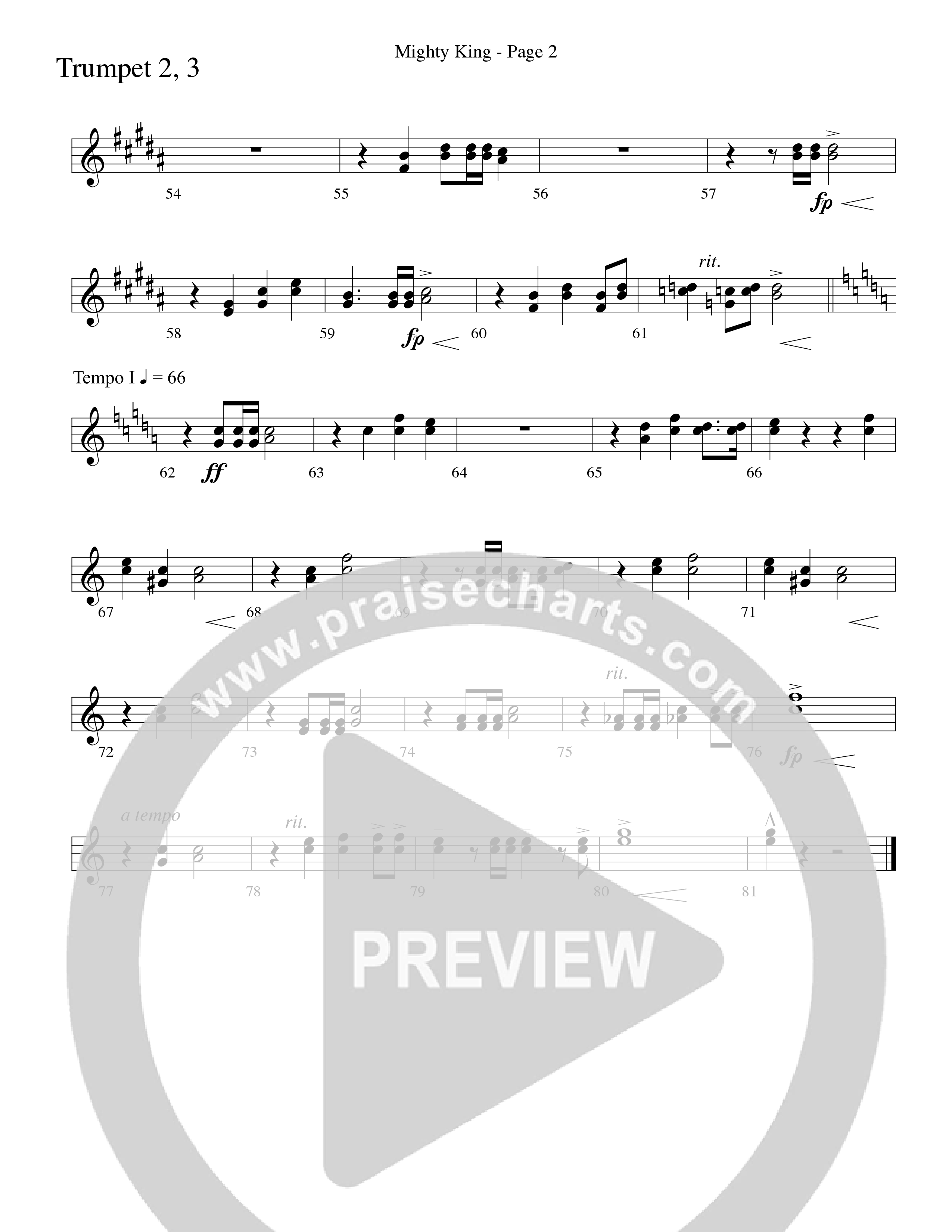 Mighty King (with Crown Him King Of Kings) (Choral Anthem SATB) Trumpet 2/3 (Word Music Choral / Arr. Dave Williamson)