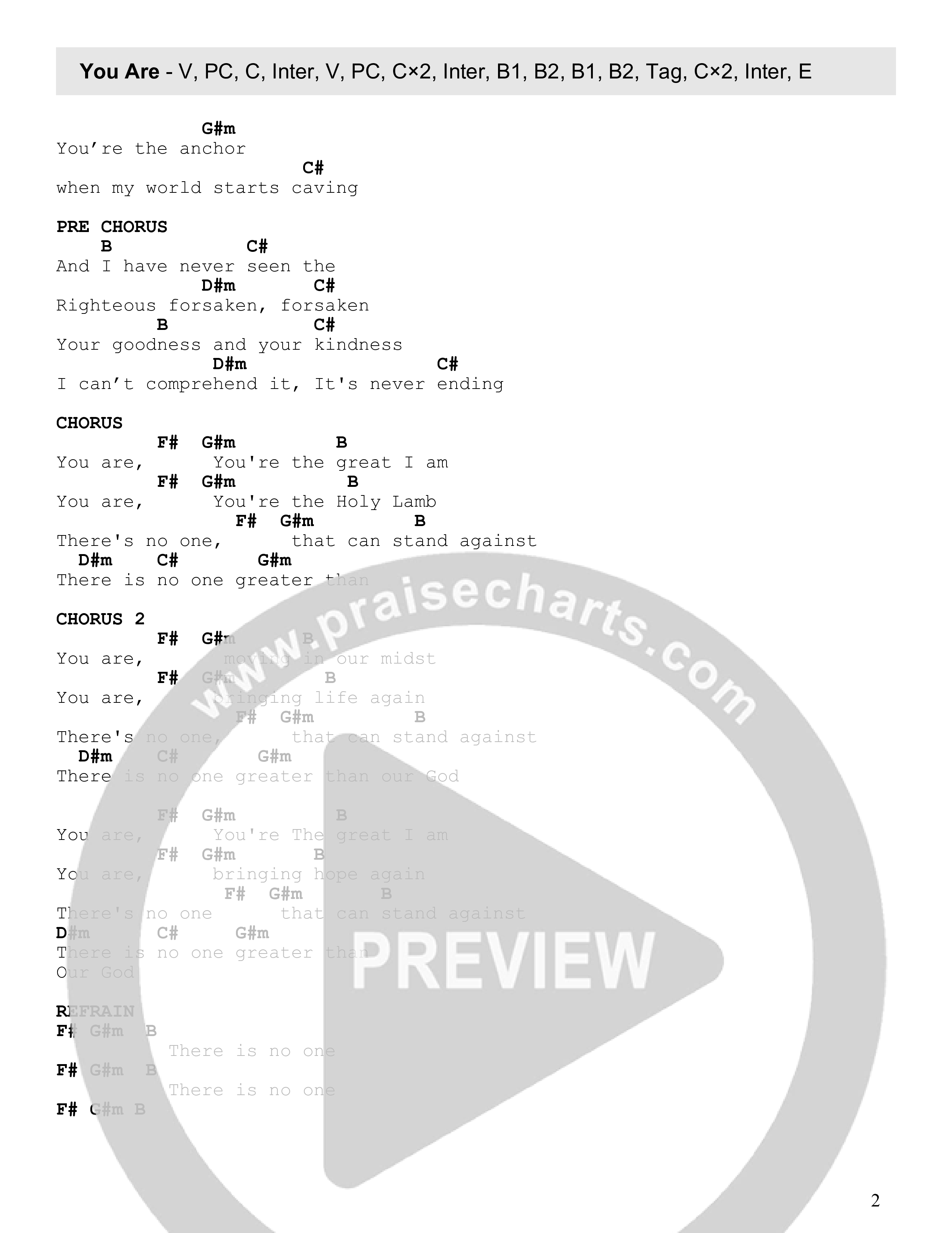 You Are Chord Chart (Radiant Collective)