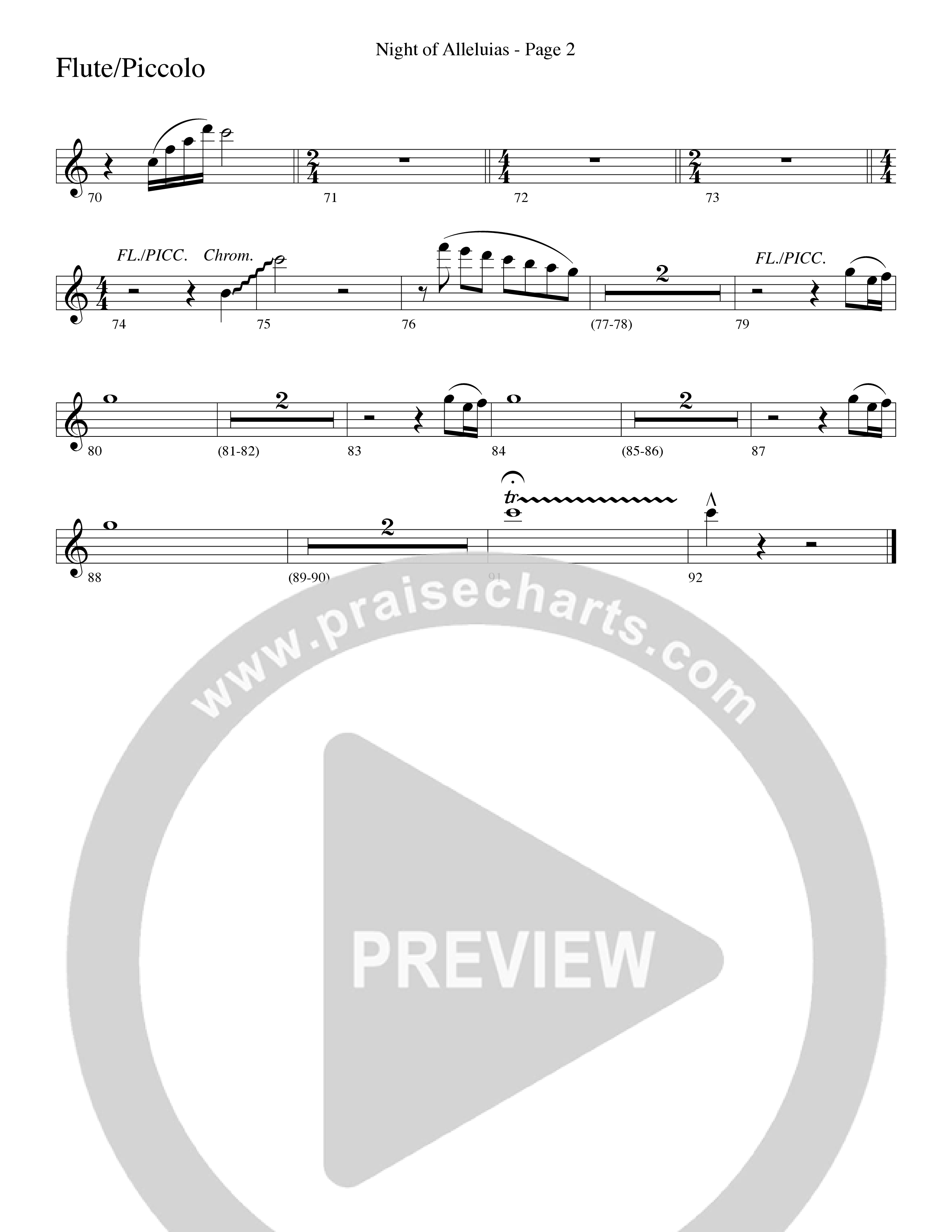 Night Of Alleluias (Choral Anthem SATB) Flute/Piccolo (Word Music Choral / Arr. Dave Williamson)