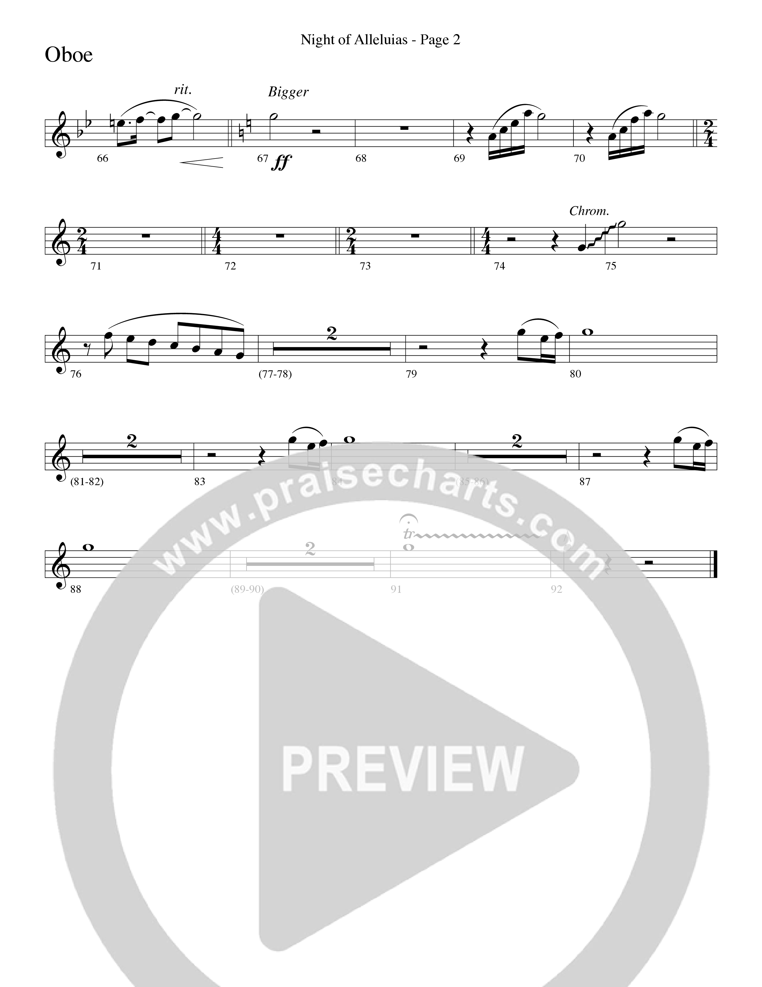 Night Of Alleluias (Choral Anthem SATB) Oboe (Word Music Choral / Arr. Dave Williamson)