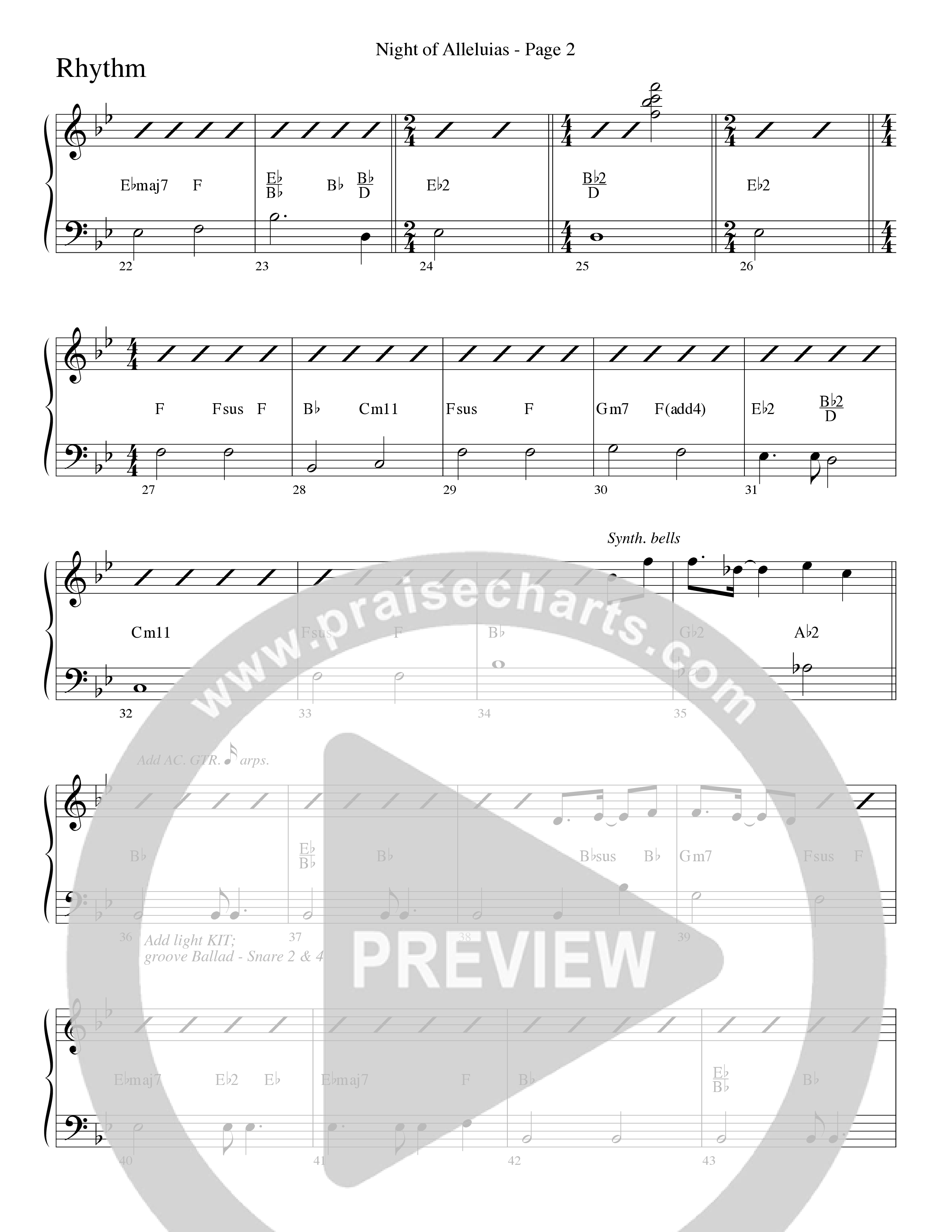 Night Of Alleluias (Choral Anthem SATB) Rhythm Chart (Word Music Choral / Arr. Dave Williamson)