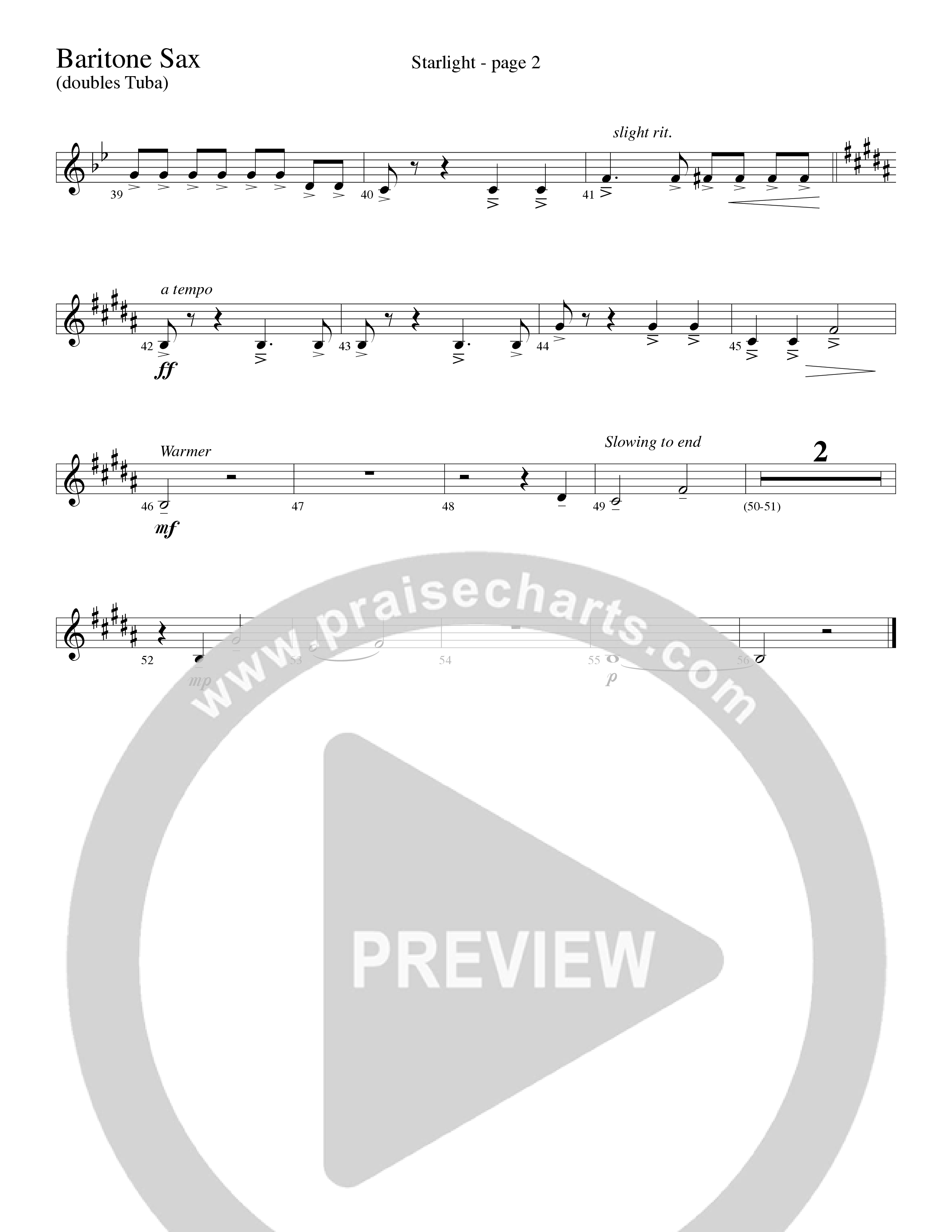 Starlight (Choral Anthem SATB) Bari Sax (Word Music Choral / Arr. David Clydesdale)