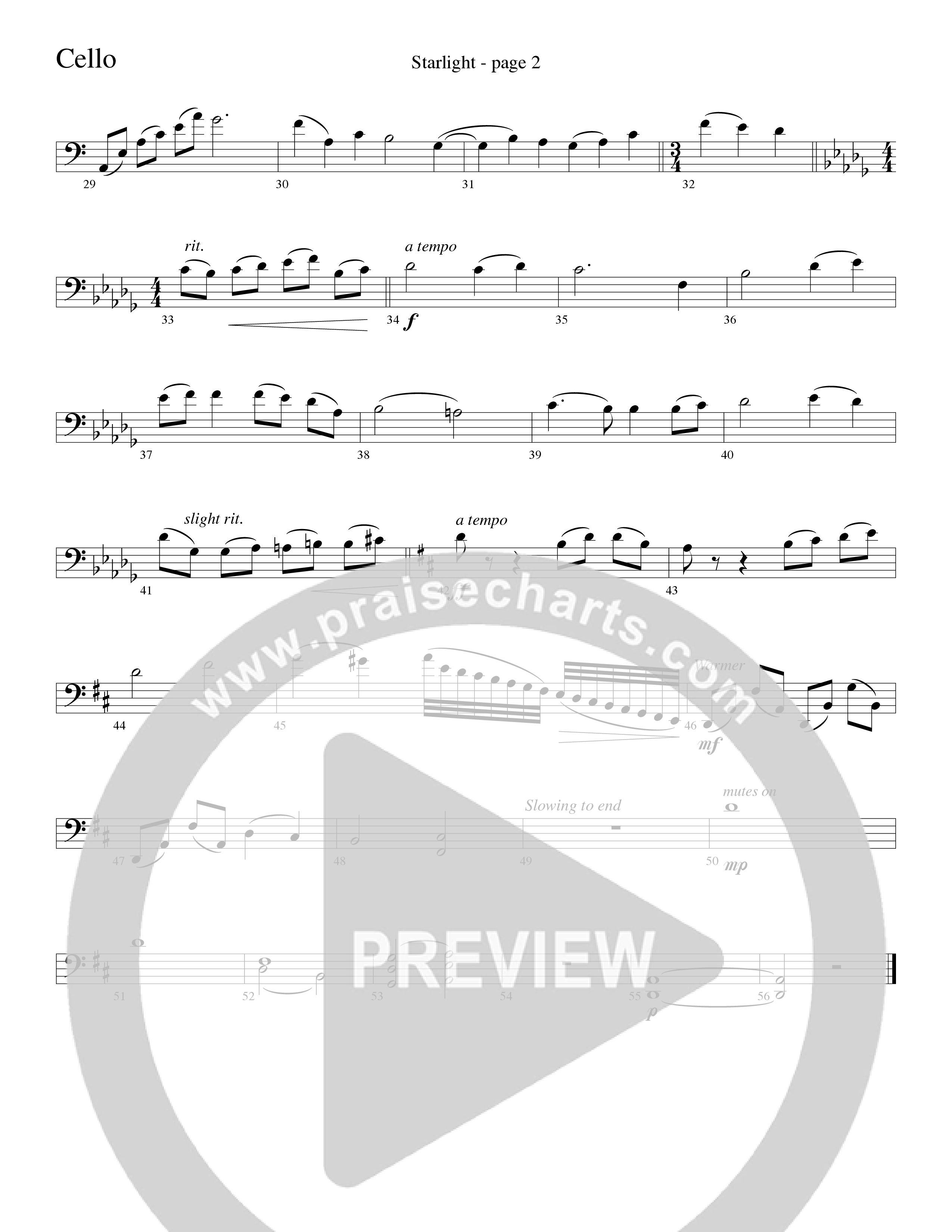 Starlight (Choral Anthem SATB) Cello (Word Music Choral / Arr. David Clydesdale)