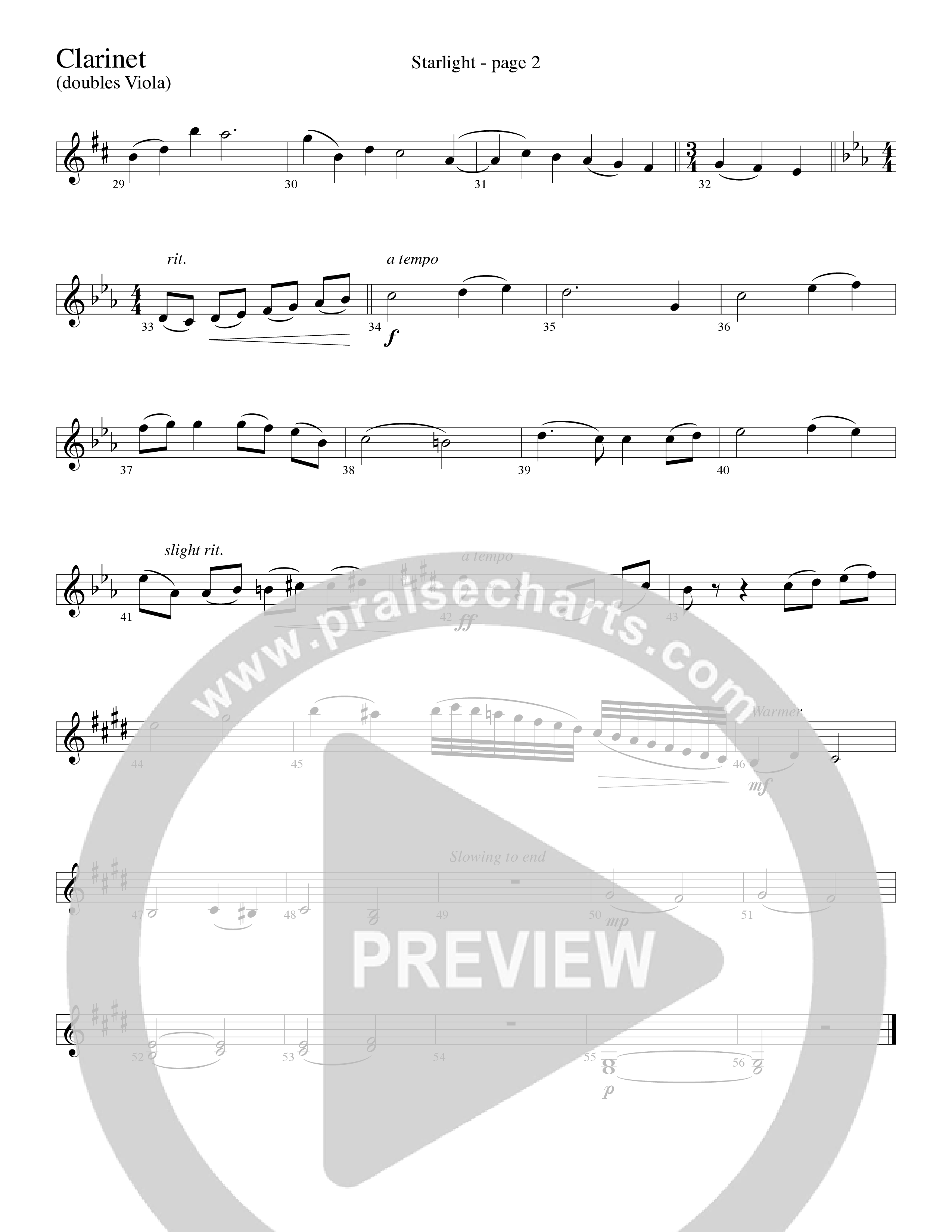 Starlight (Choral Anthem SATB) Clarinet (Word Music Choral / Arr. David Clydesdale)