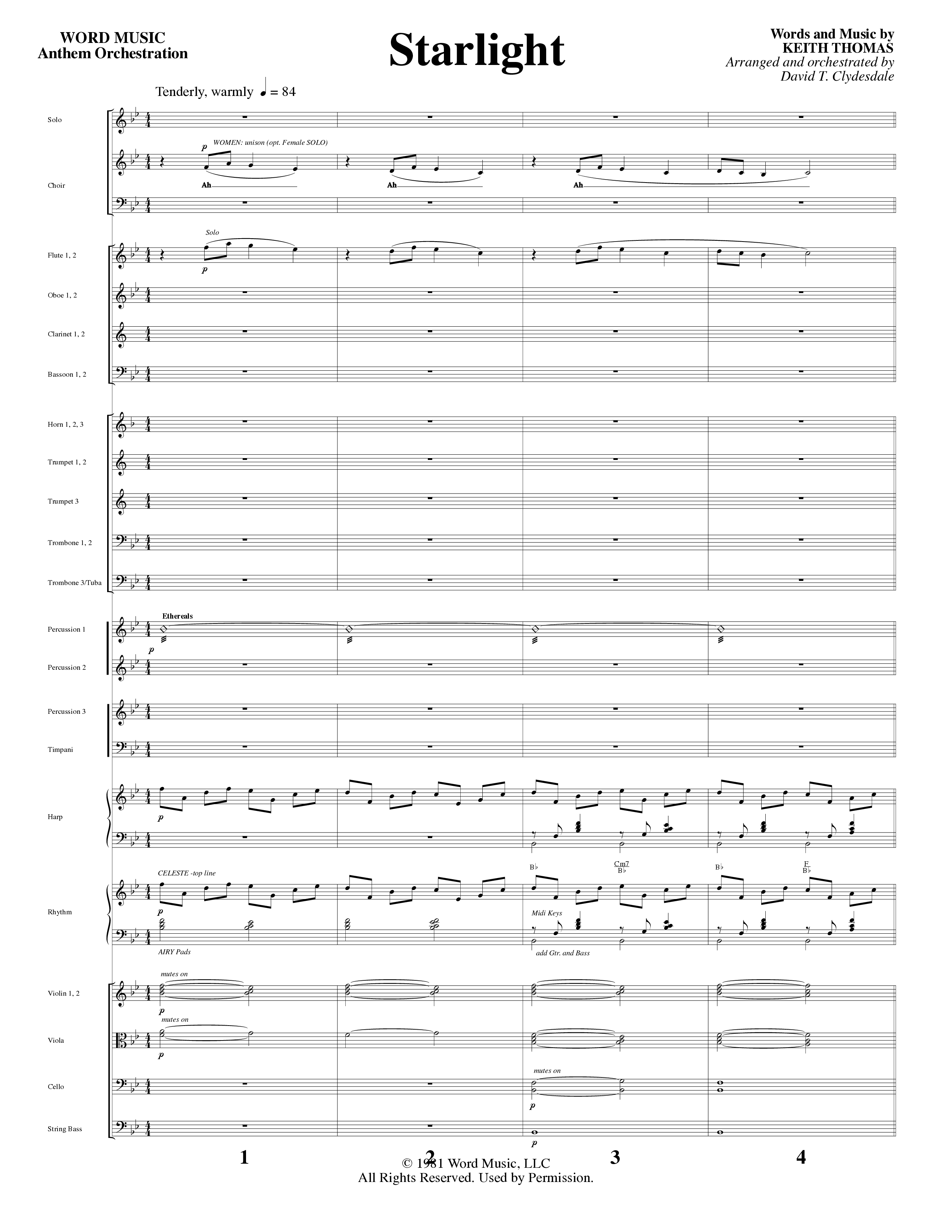 Starlight (Choral Anthem SATB) Conductor's Score (Word Music Choral / Arr. David Clydesdale)