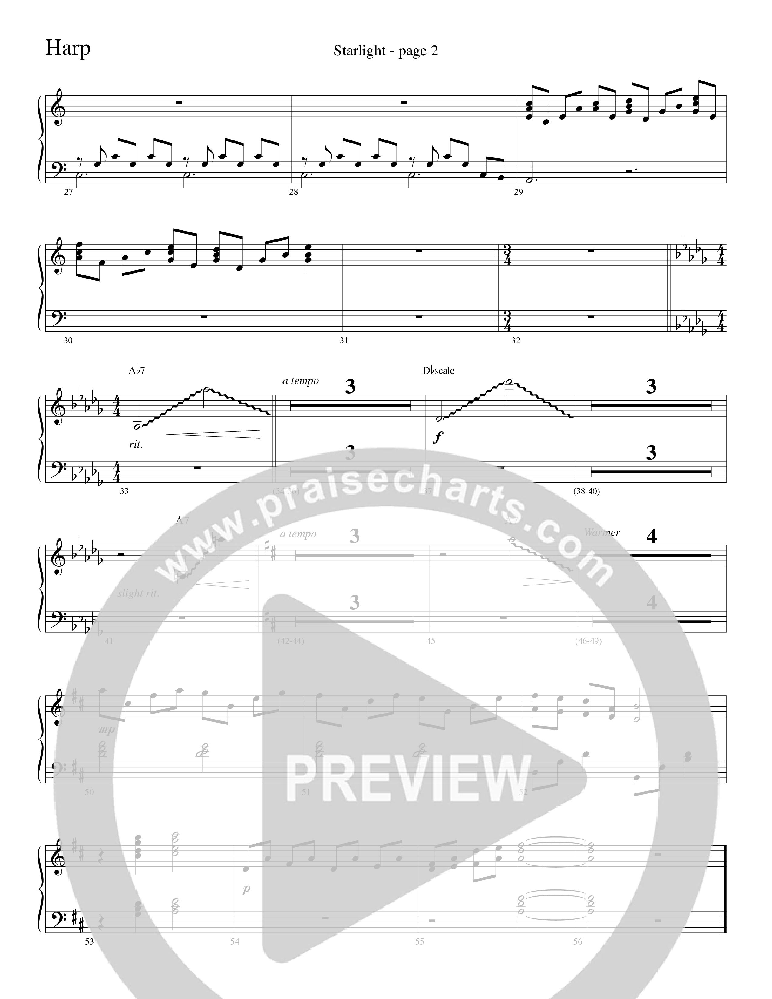 Starlight (Choral Anthem SATB) Harp (Word Music Choral / Arr. David Clydesdale)