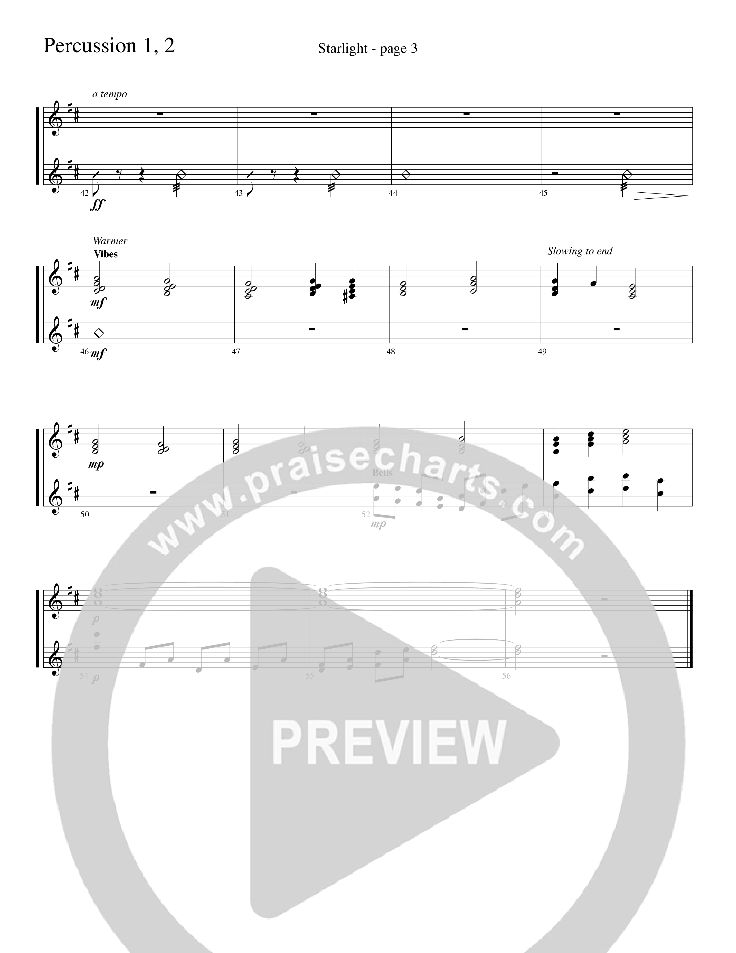 Starlight (Choral Anthem SATB) Percussion (Word Music Choral / Arr. David Clydesdale)