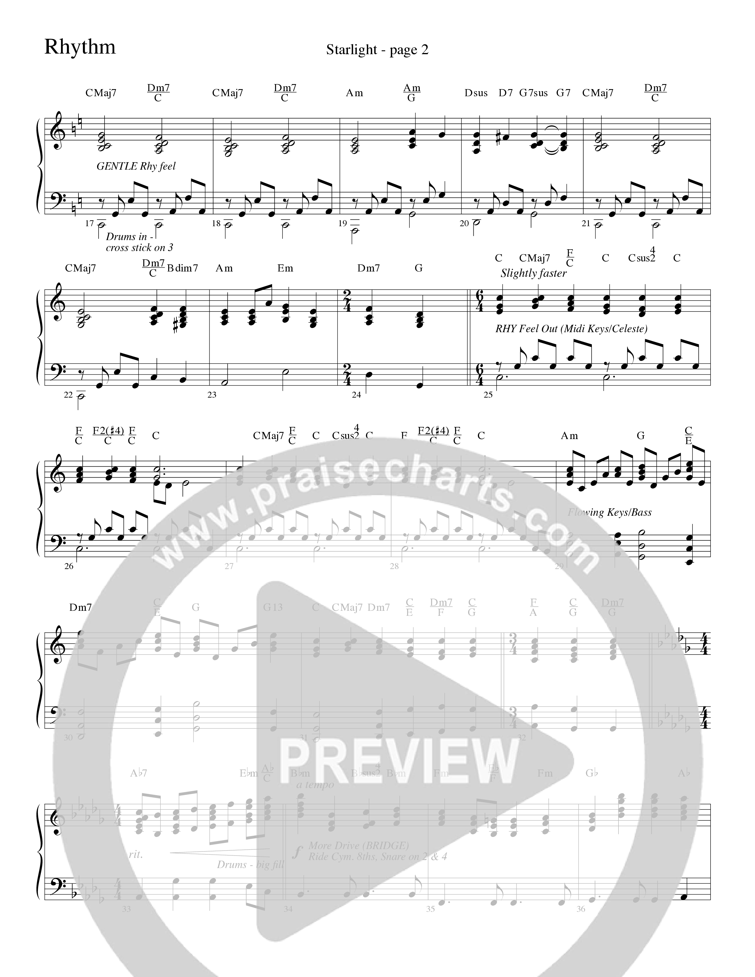 Starlight (Choral Anthem SATB) Rhythm Chart (Word Music Choral / Arr. David Clydesdale)