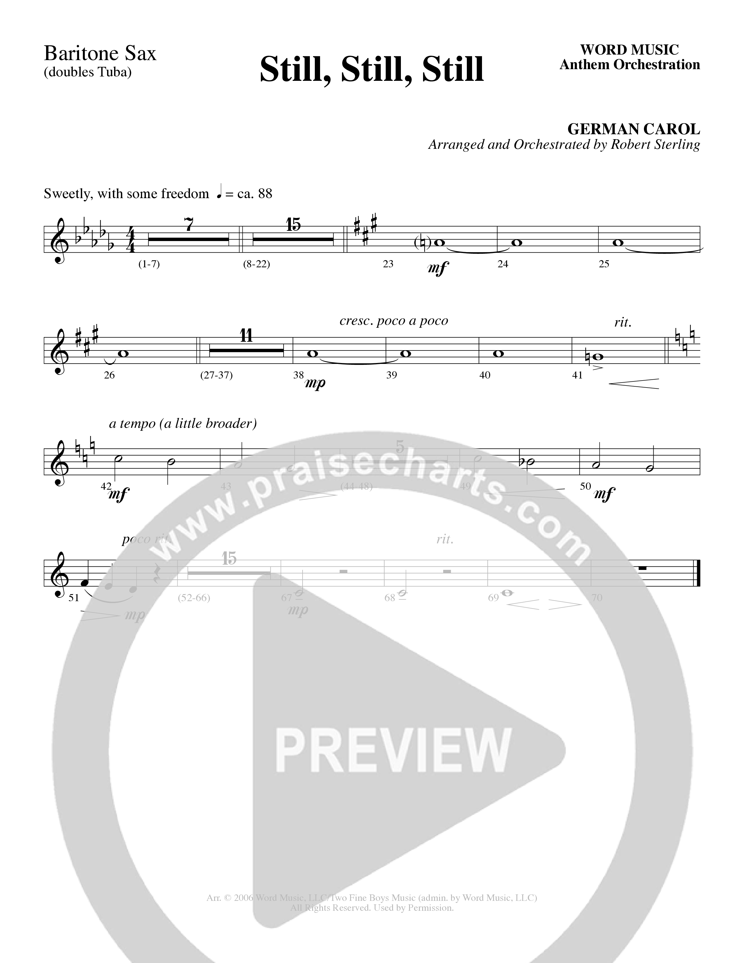 Still Still Still (Choral Anthem SATB) Bari Sax (Word Music Choral / Arr. Robert Sterling)