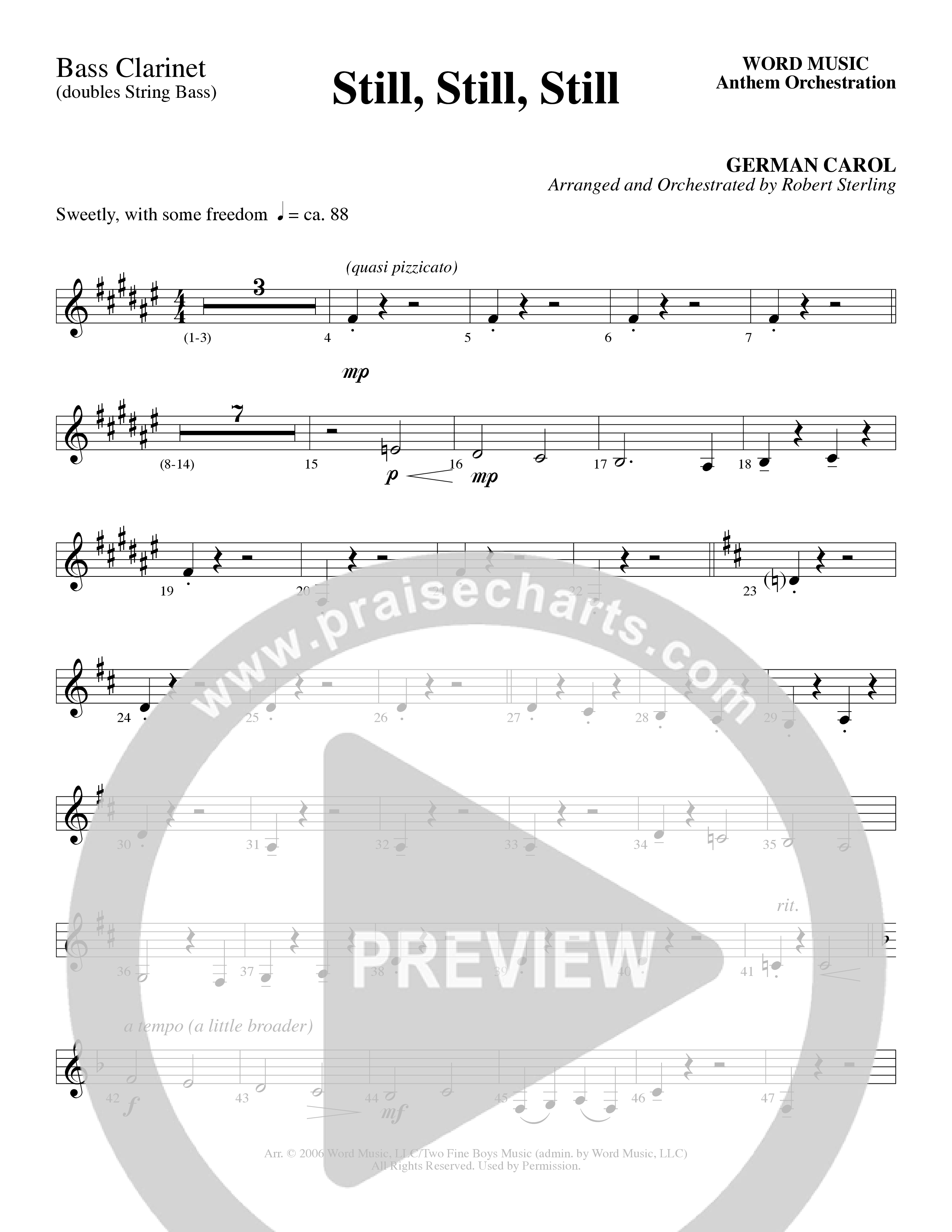 Still Still Still (Choral Anthem SATB) Bass Clarinet (Word Music Choral / Arr. Robert Sterling)