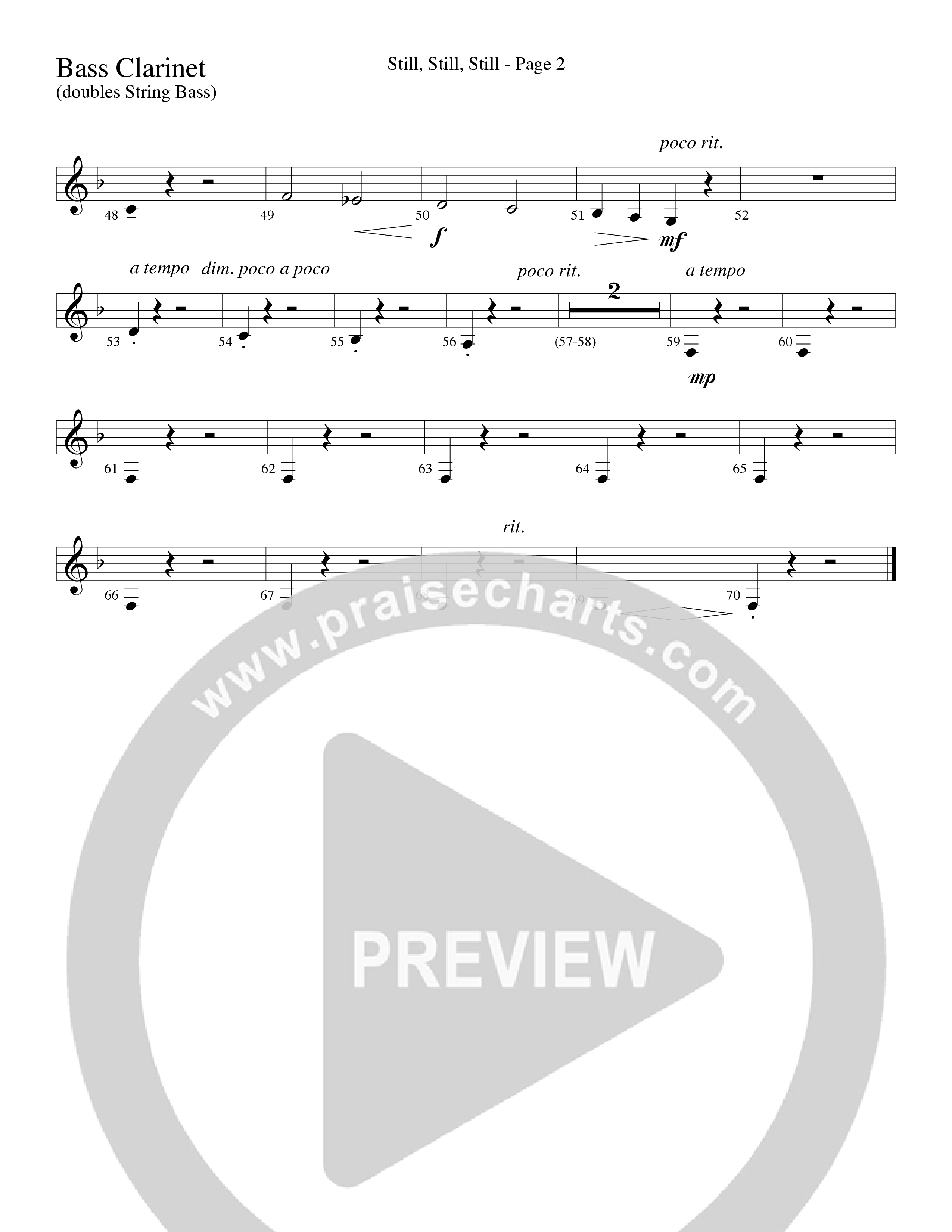 Still Still Still (Choral Anthem SATB) Bass Clarinet (Word Music Choral / Arr. Robert Sterling)