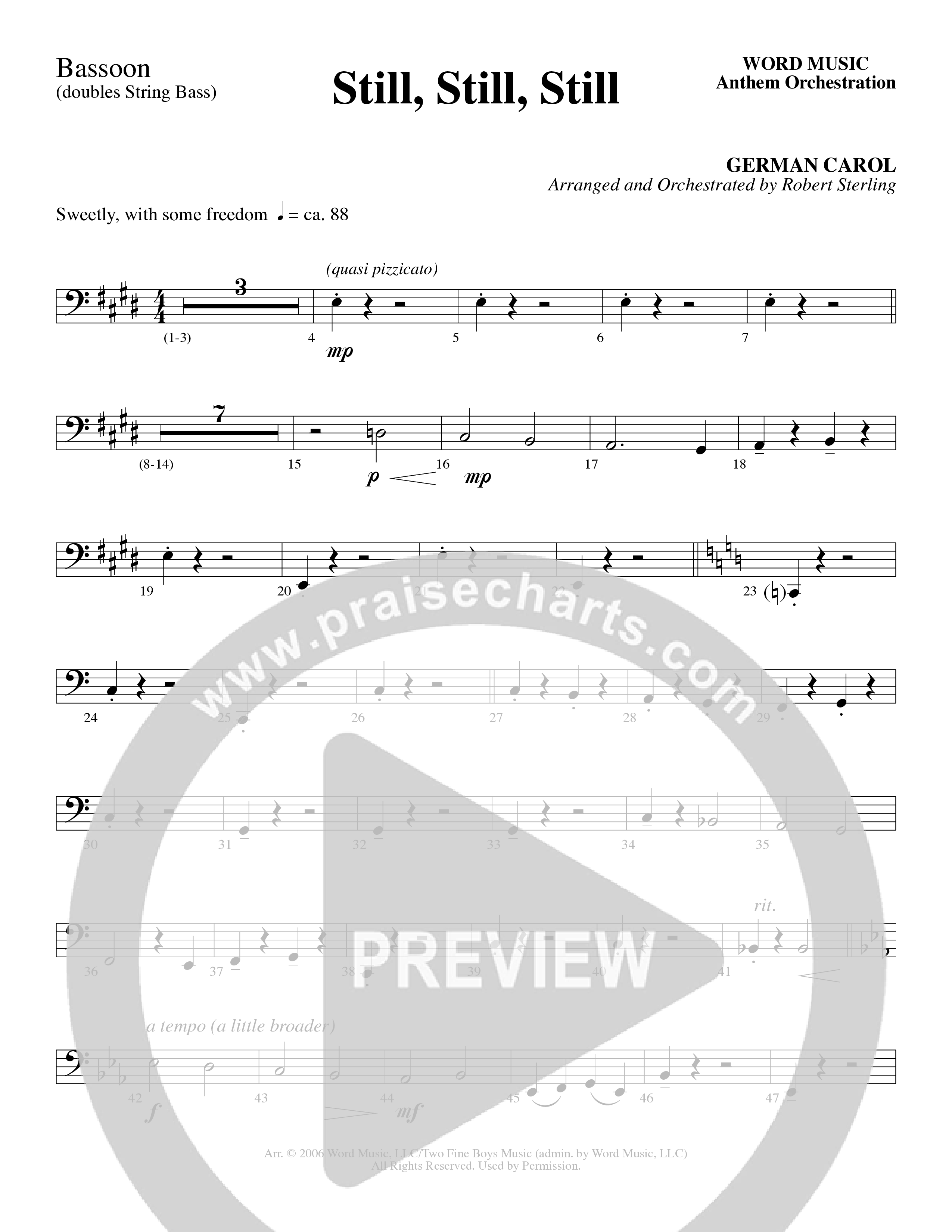 Still Still Still (Choral Anthem SATB) Bassoon (Word Music Choral / Arr. Robert Sterling)
