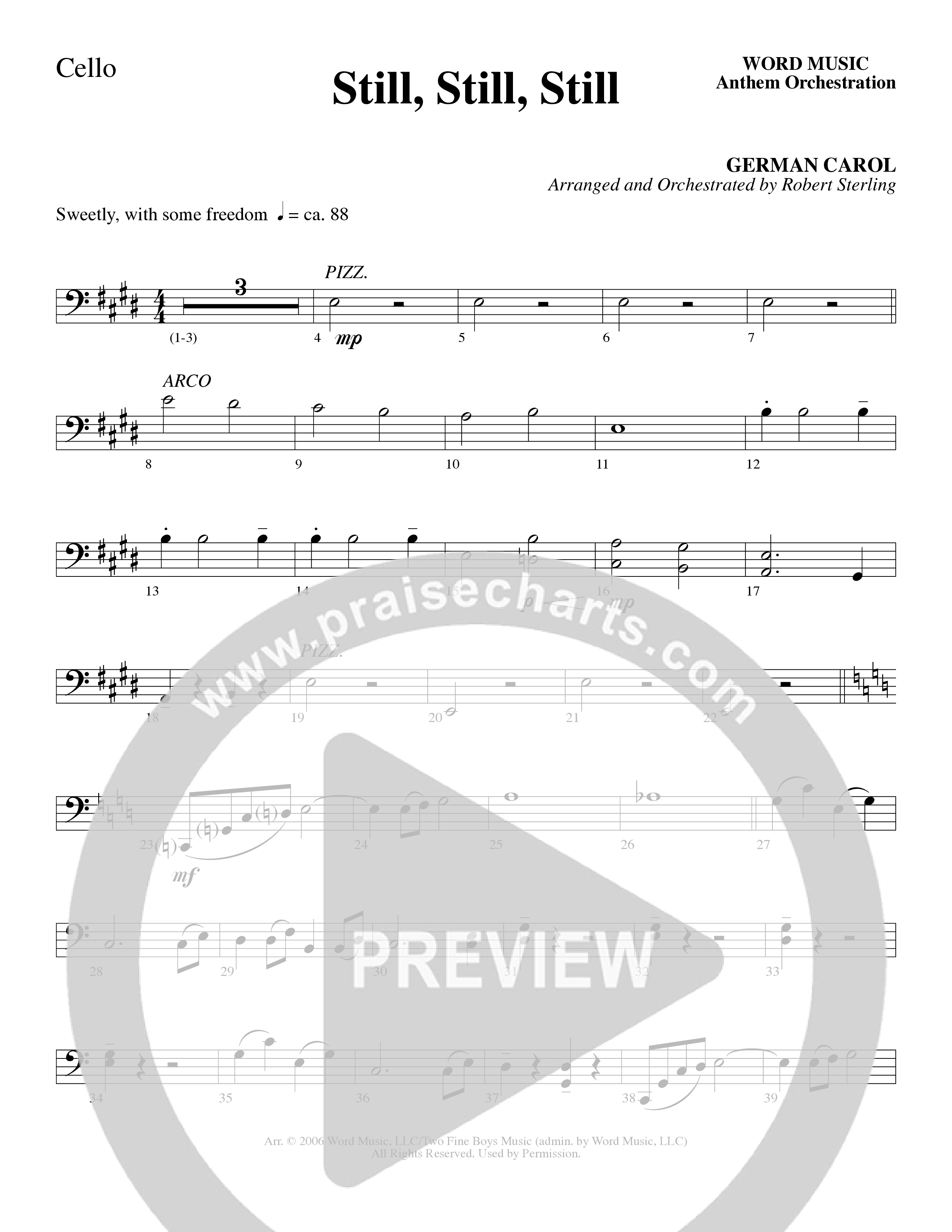 Still Still Still (Choral Anthem SATB) Cello (Word Music Choral / Arr. Robert Sterling)