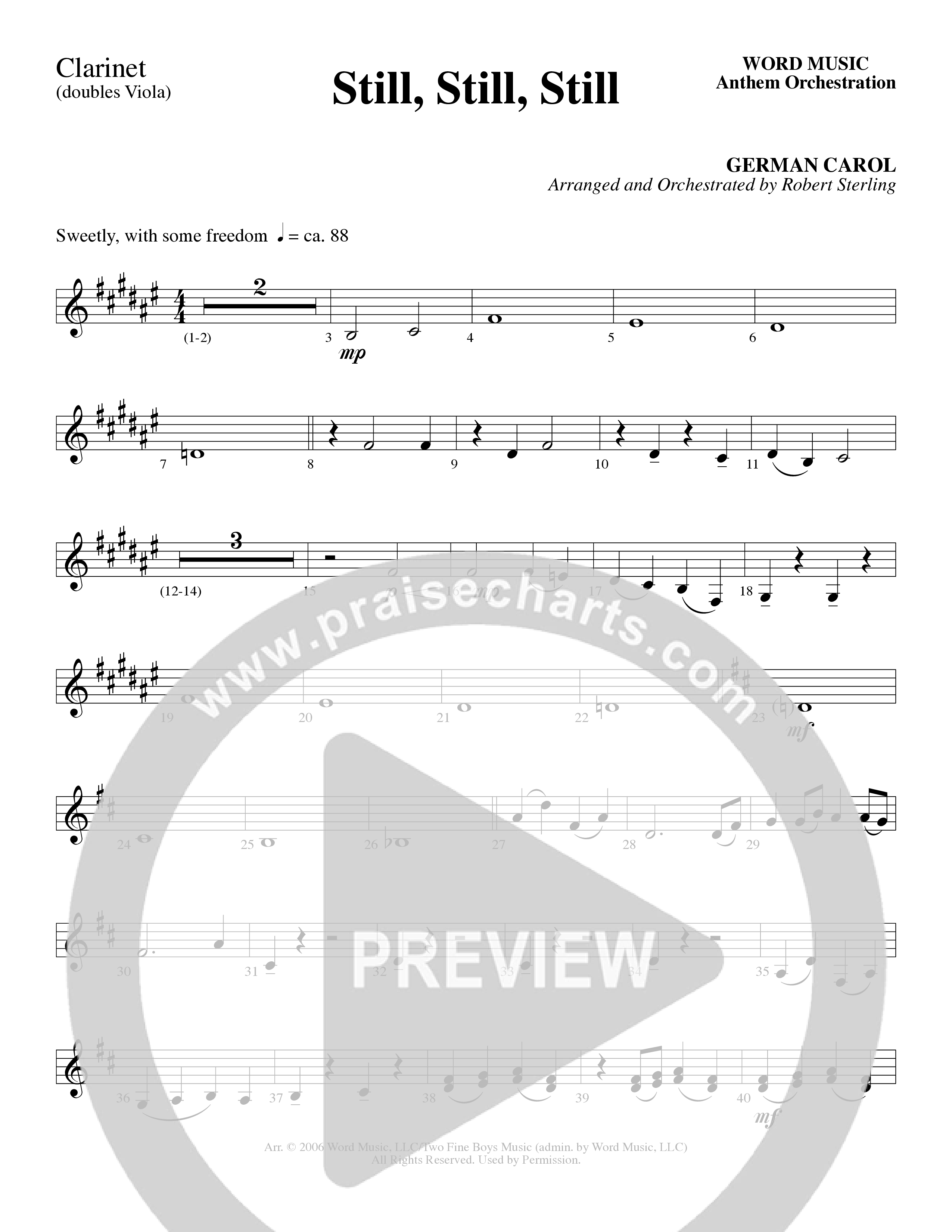 Still Still Still (Choral Anthem SATB) Clarinet (Word Music Choral / Arr. Robert Sterling)