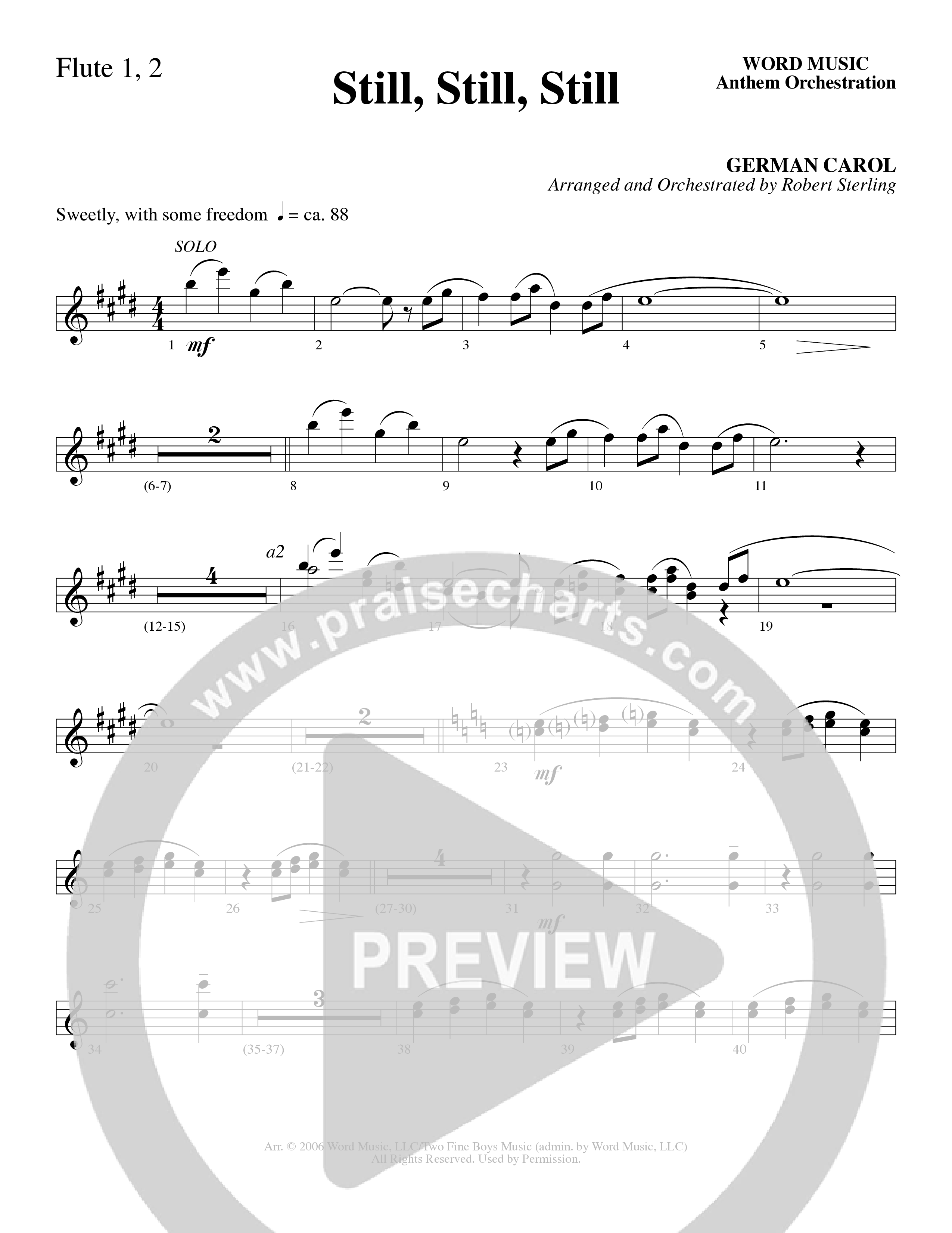 Still Still Still (Choral Anthem SATB) Flute 1/2 (Word Music Choral / Arr. Robert Sterling)