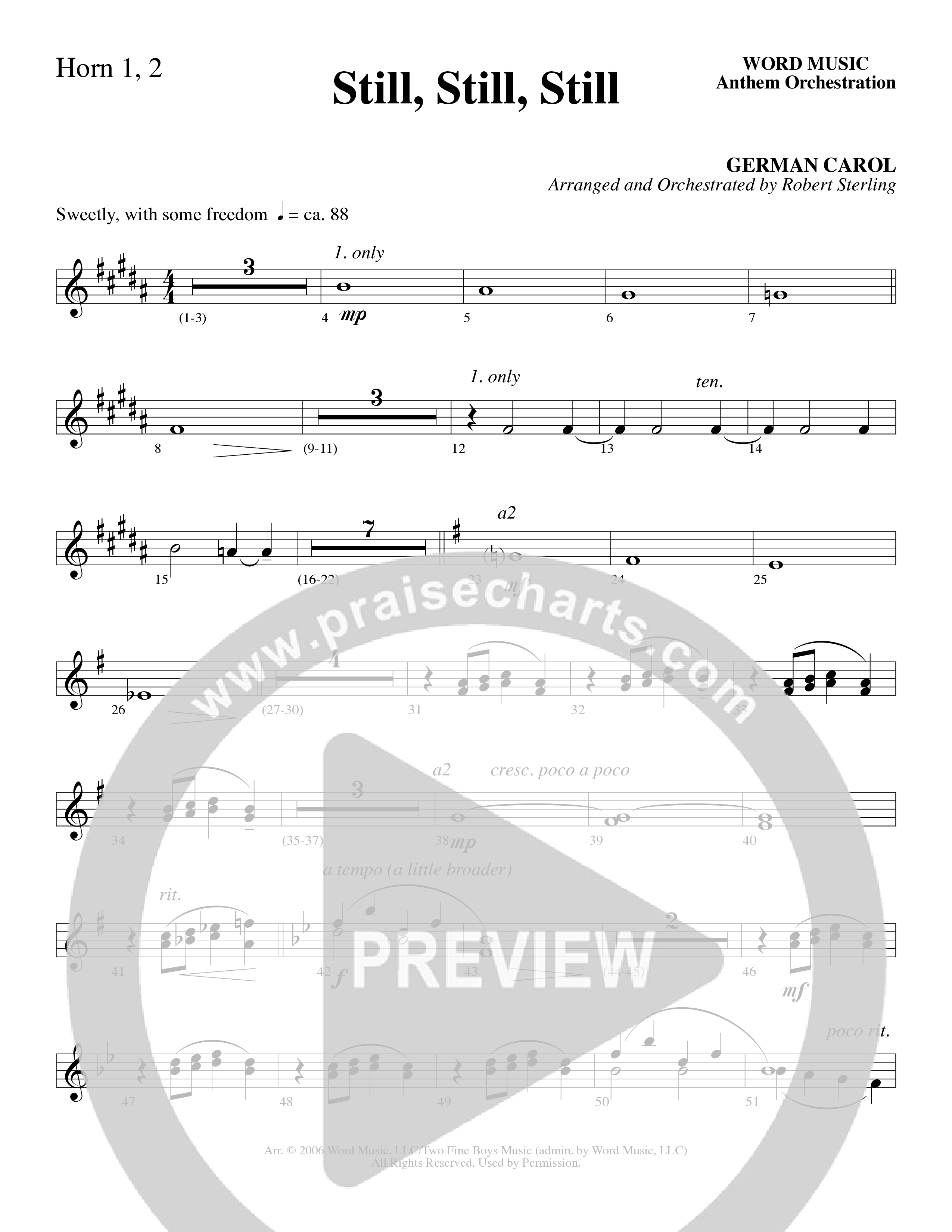 Still Still Still (Choral Anthem SATB) French Horn 1/2 (Word Music Choral / Arr. Robert Sterling)
