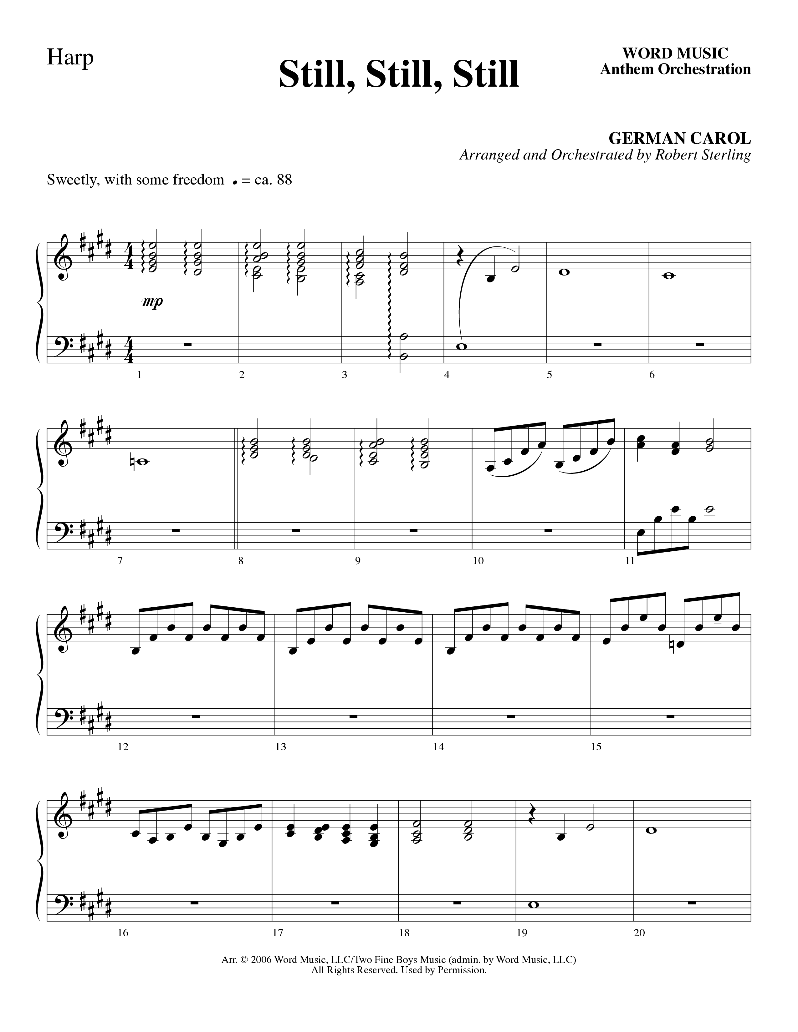 Still Still Still (Choral Anthem SATB) Harp (Word Music Choral / Arr. Robert Sterling)