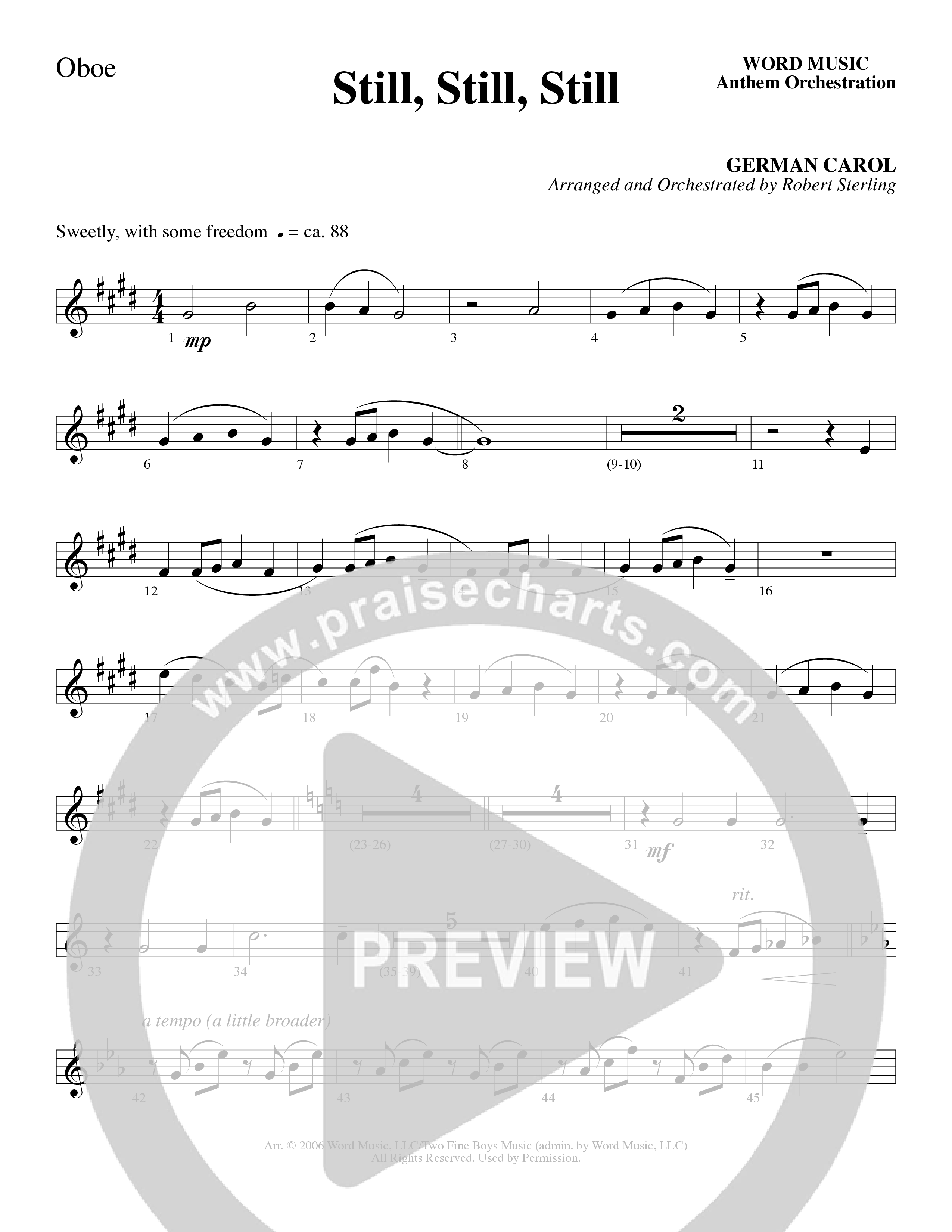 Still Still Still (Choral Anthem SATB) Oboe (Word Music Choral / Arr. Robert Sterling)