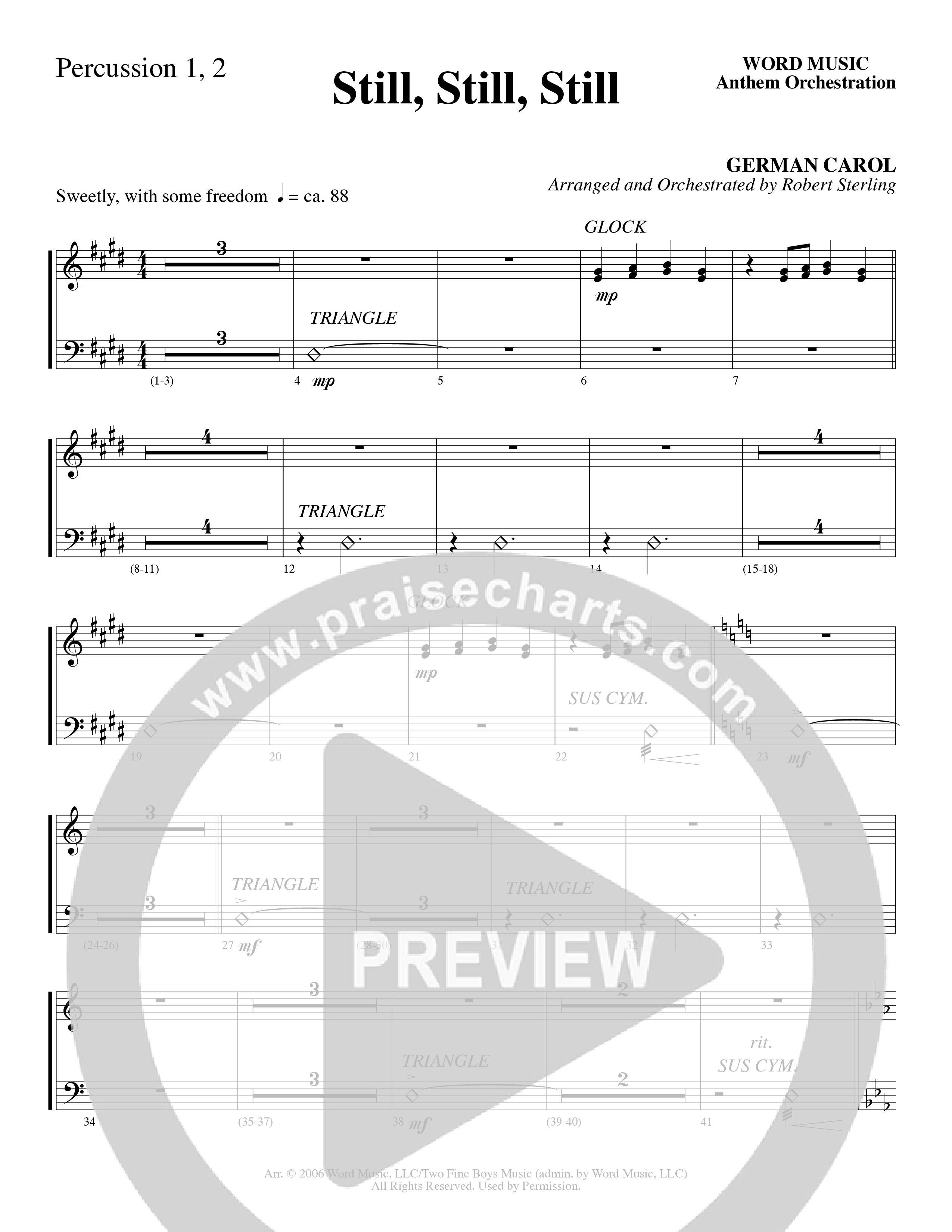 Still Still Still (Choral Anthem SATB) Percussion 1/2 (Word Music Choral / Arr. Robert Sterling)