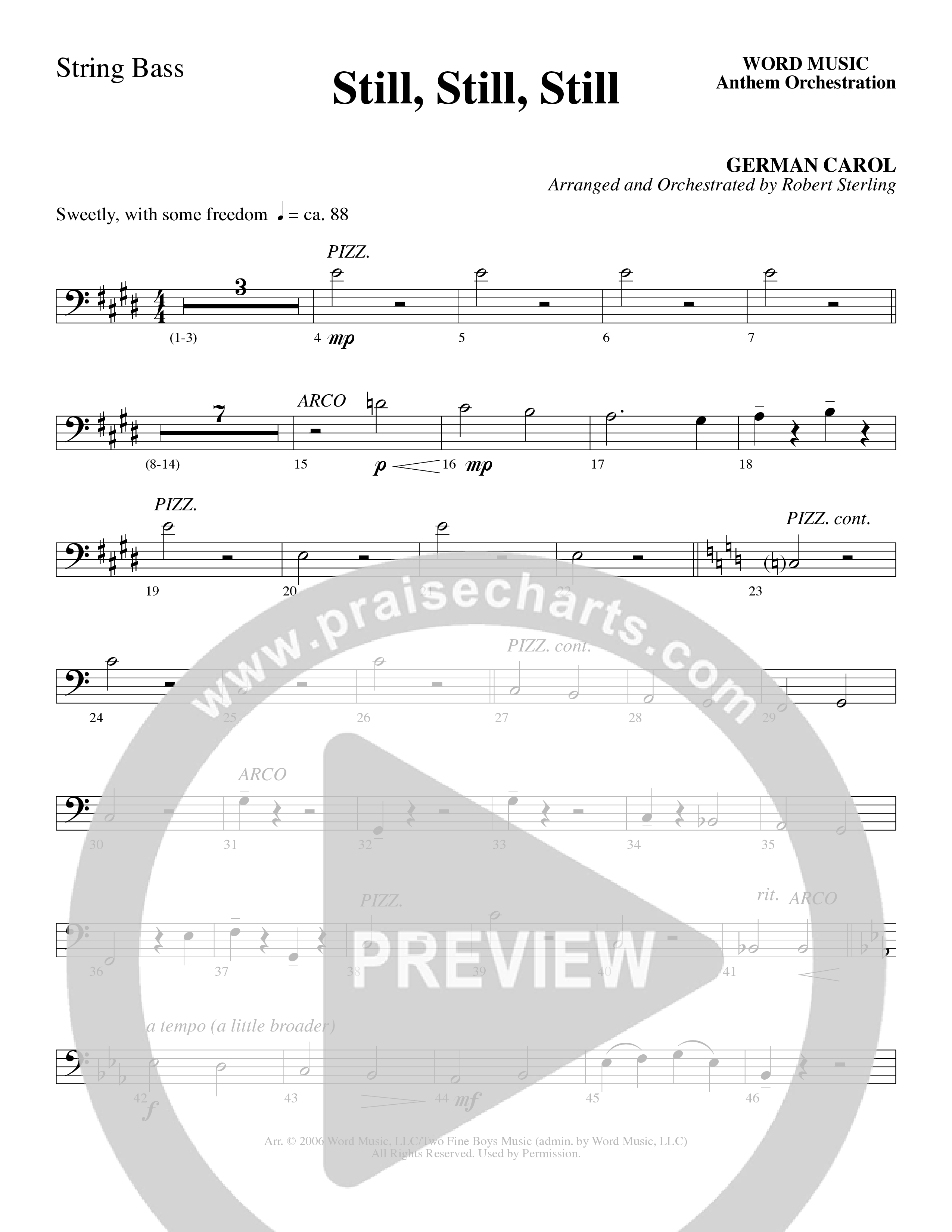 Still Still Still (Choral Anthem SATB) String Bass (Word Music Choral / Arr. Robert Sterling)