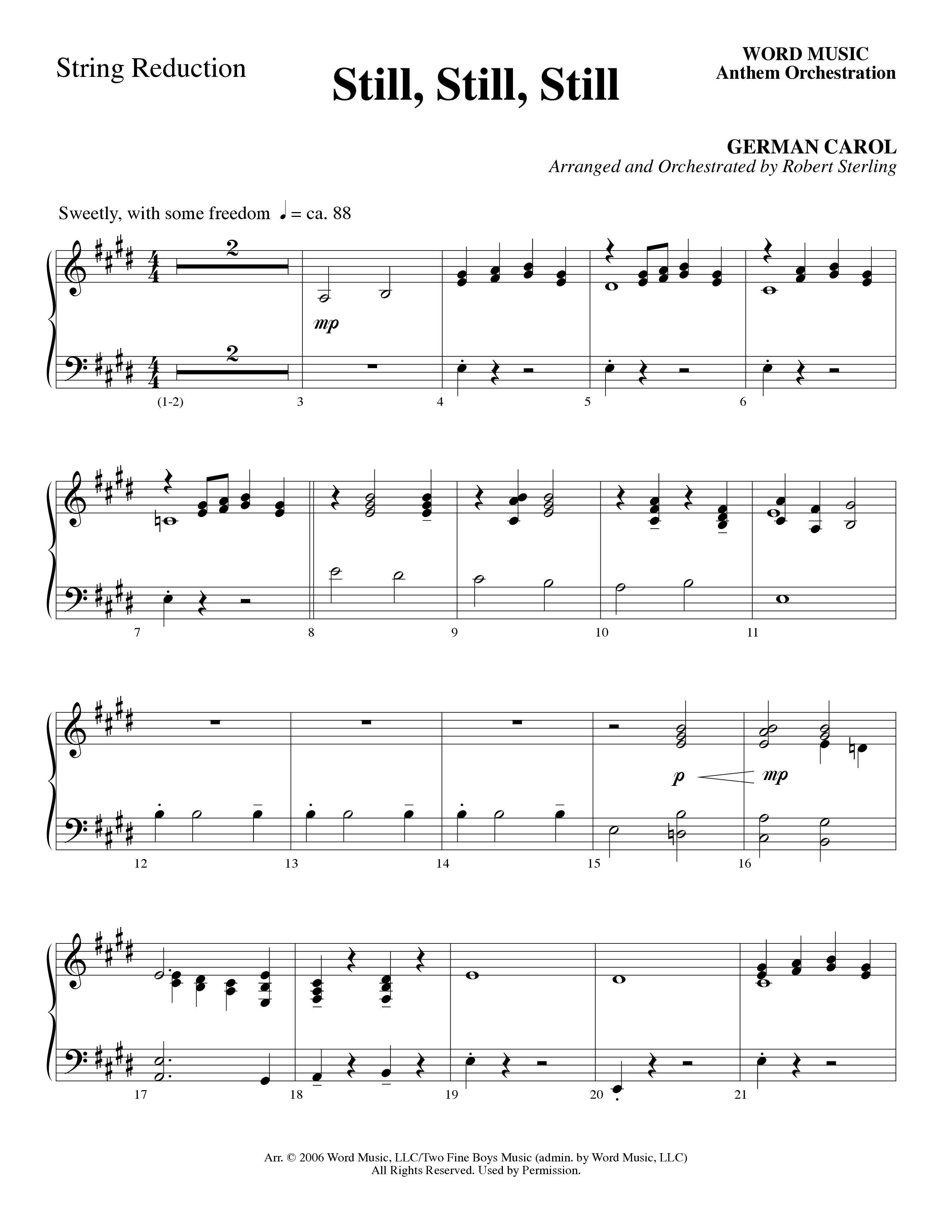 Still Still Still (Choral Anthem SATB) String Reduction (Word Music Choral / Arr. Robert Sterling)