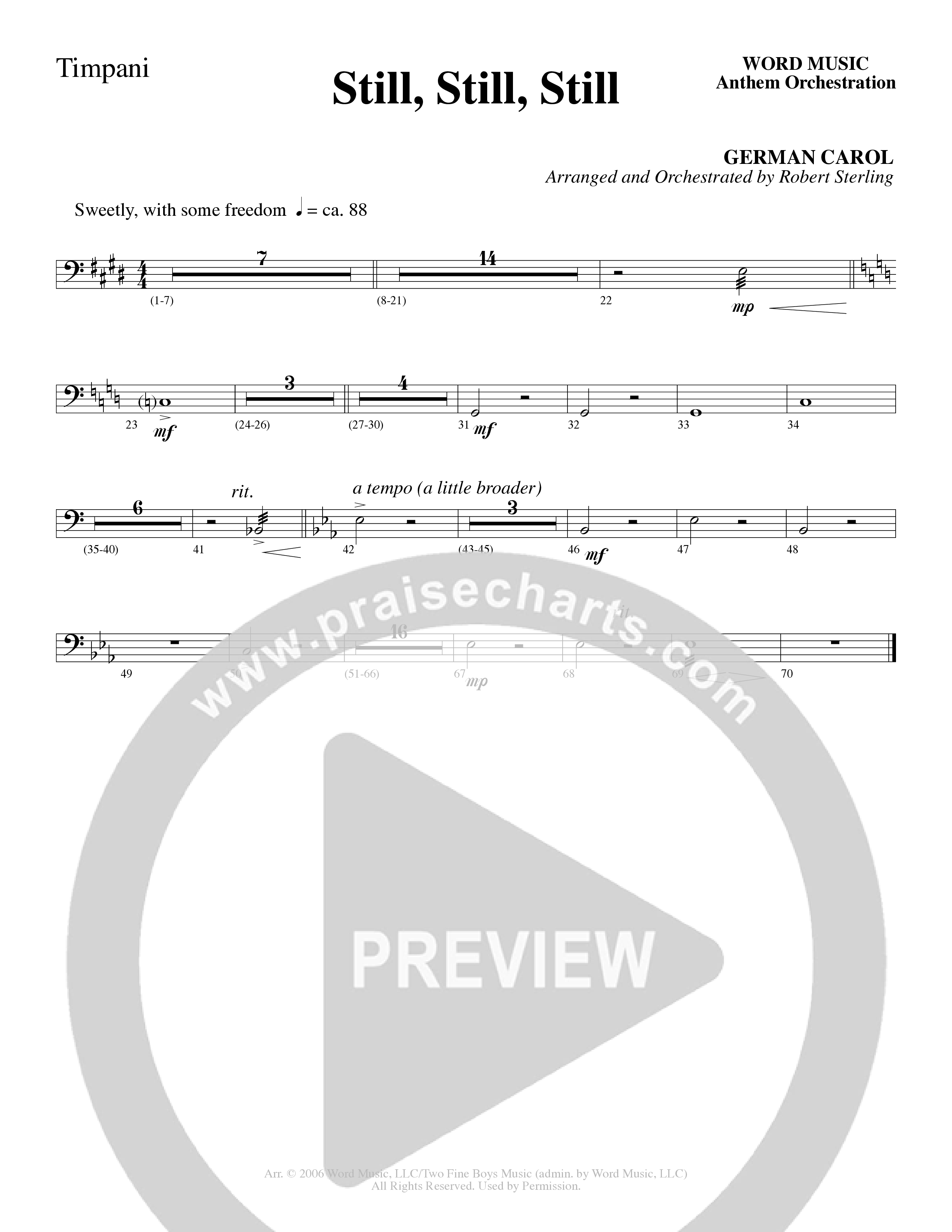 Still Still Still (Choral Anthem SATB) Timpani (Word Music Choral / Arr. Robert Sterling)
