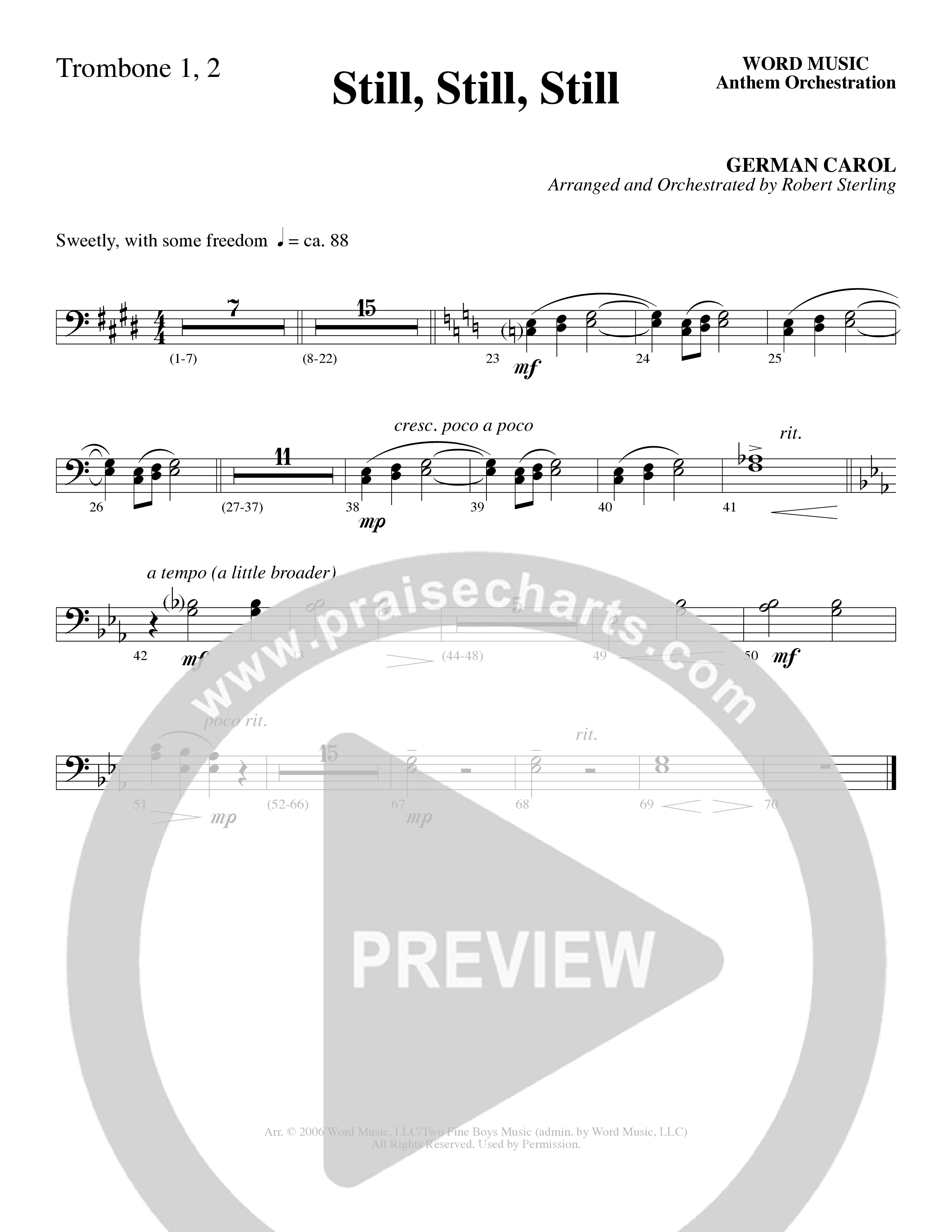 Still Still Still (Choral Anthem SATB) Trombone 1/2 (Word Music Choral / Arr. Robert Sterling)