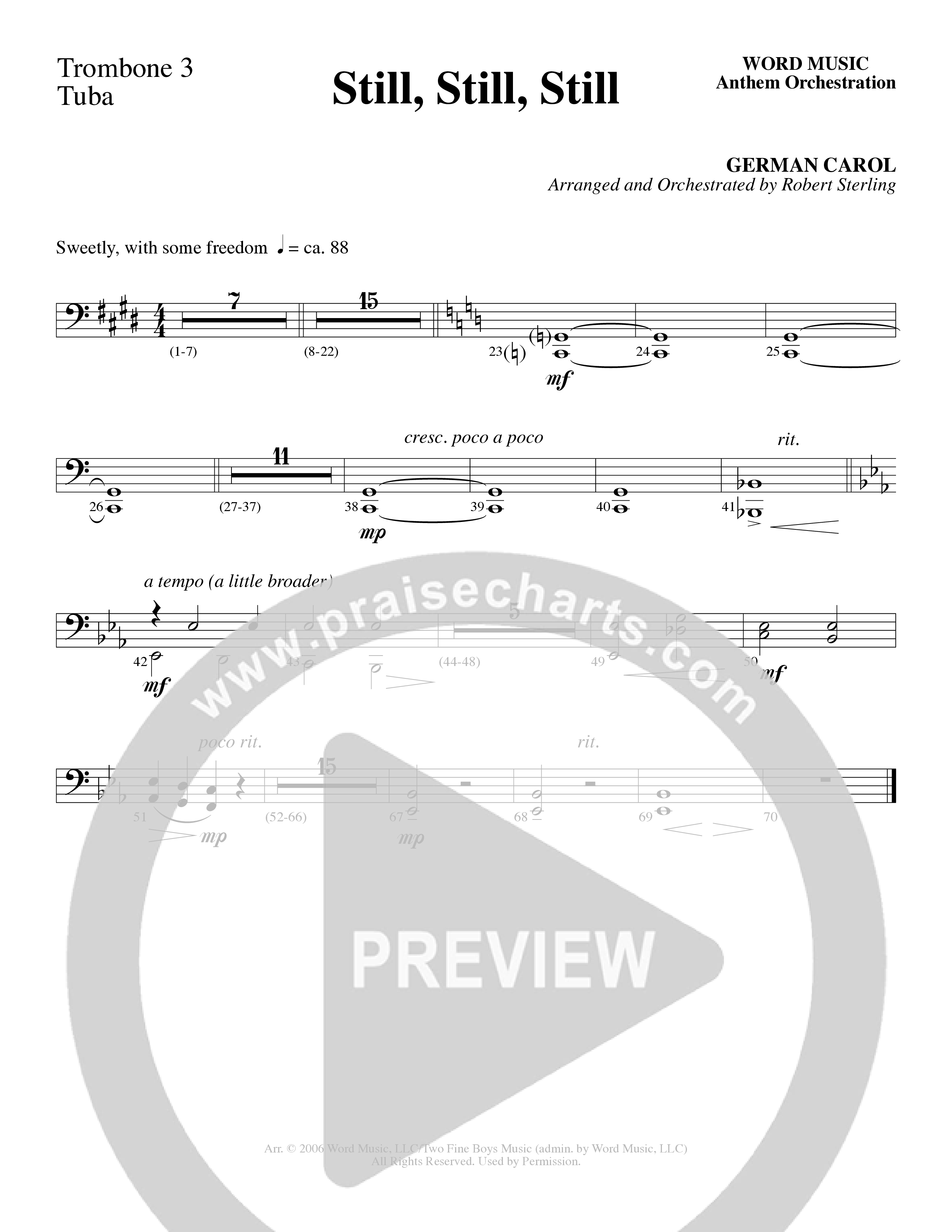 Still Still Still (Choral Anthem SATB) Trombone 3/Tuba (Word Music Choral / Arr. Robert Sterling)