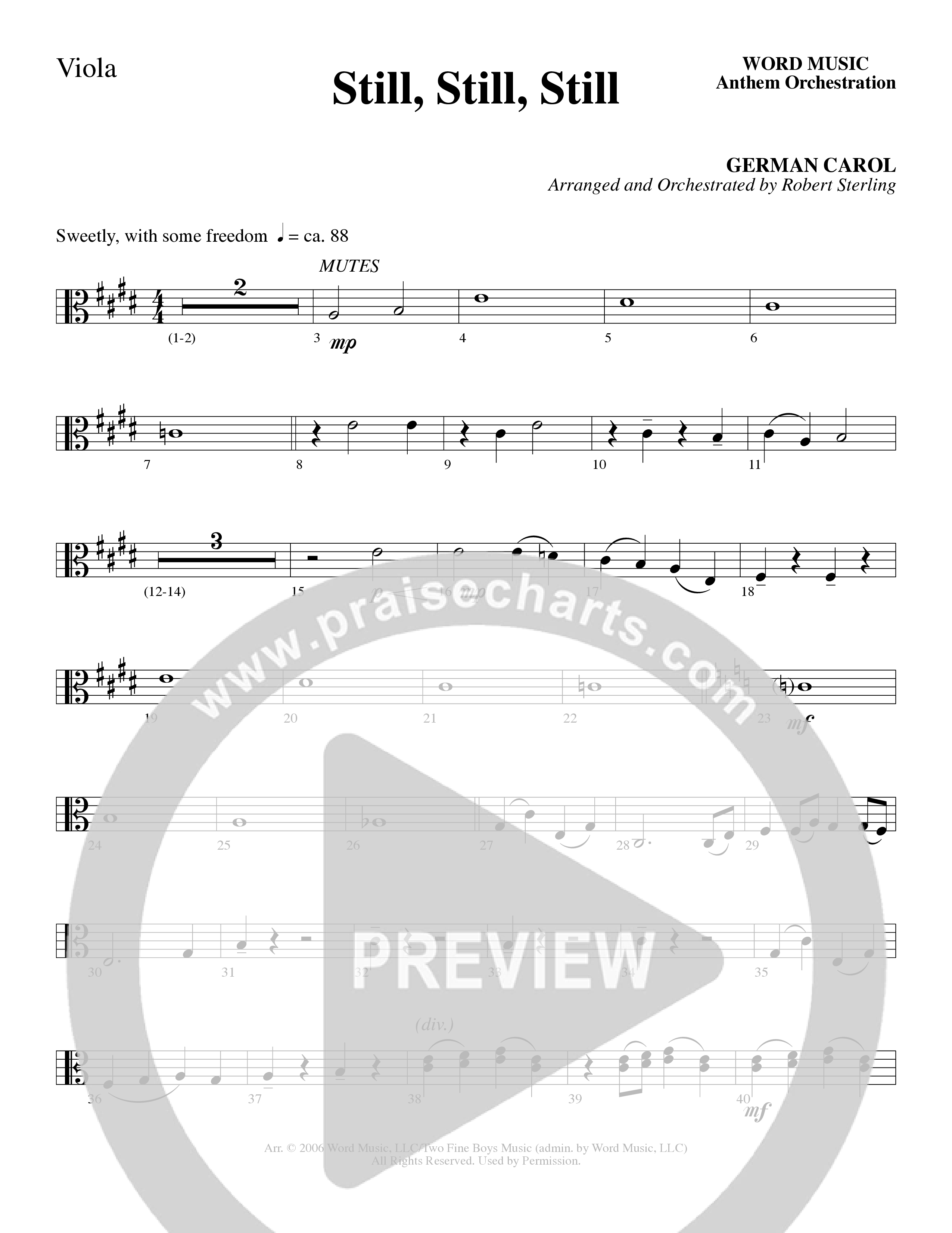 Still Still Still (Choral Anthem SATB) Viola (Word Music Choral / Arr. Robert Sterling)