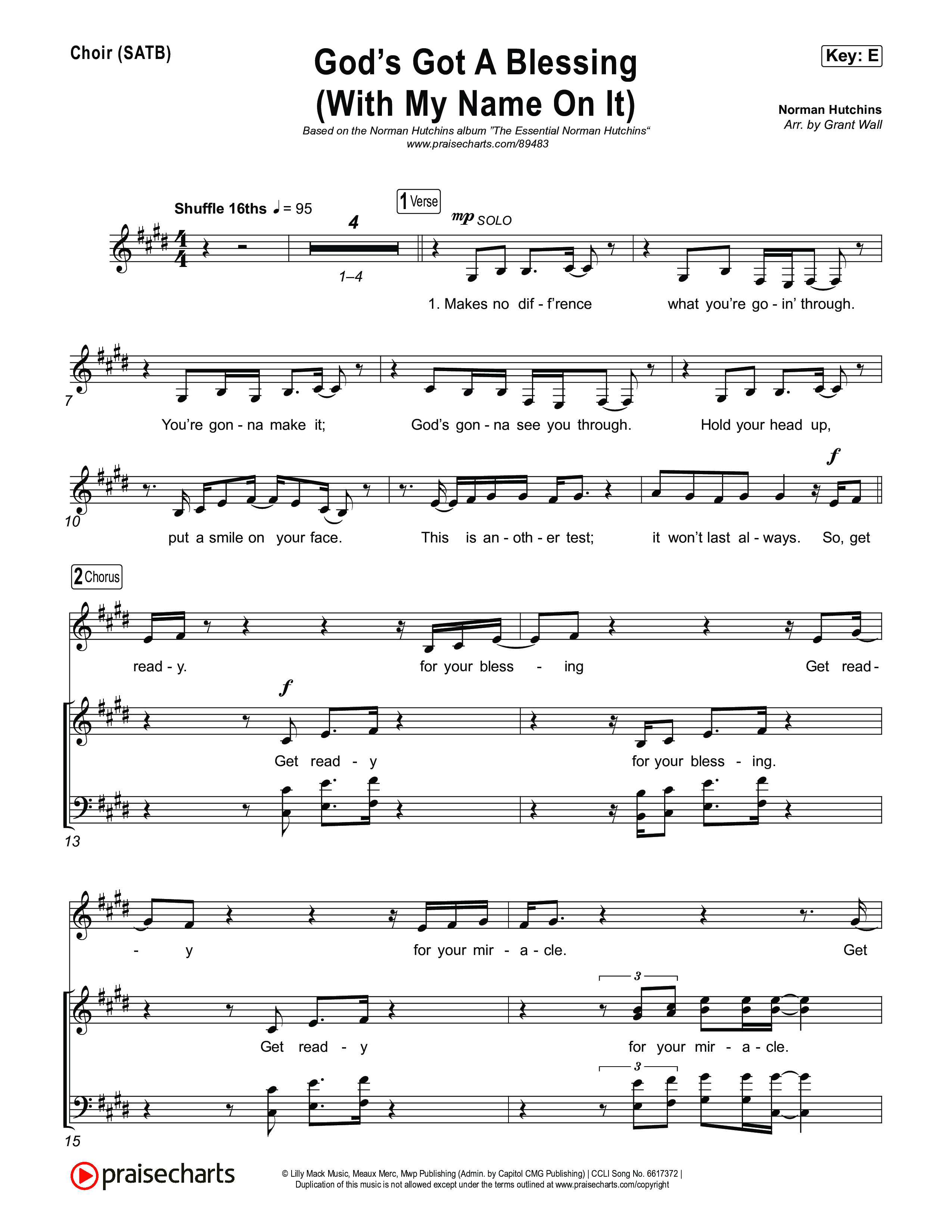 God's Got A Blessing (With My Name On It) Choir Sheet (SATB) (Norman Hutchins)