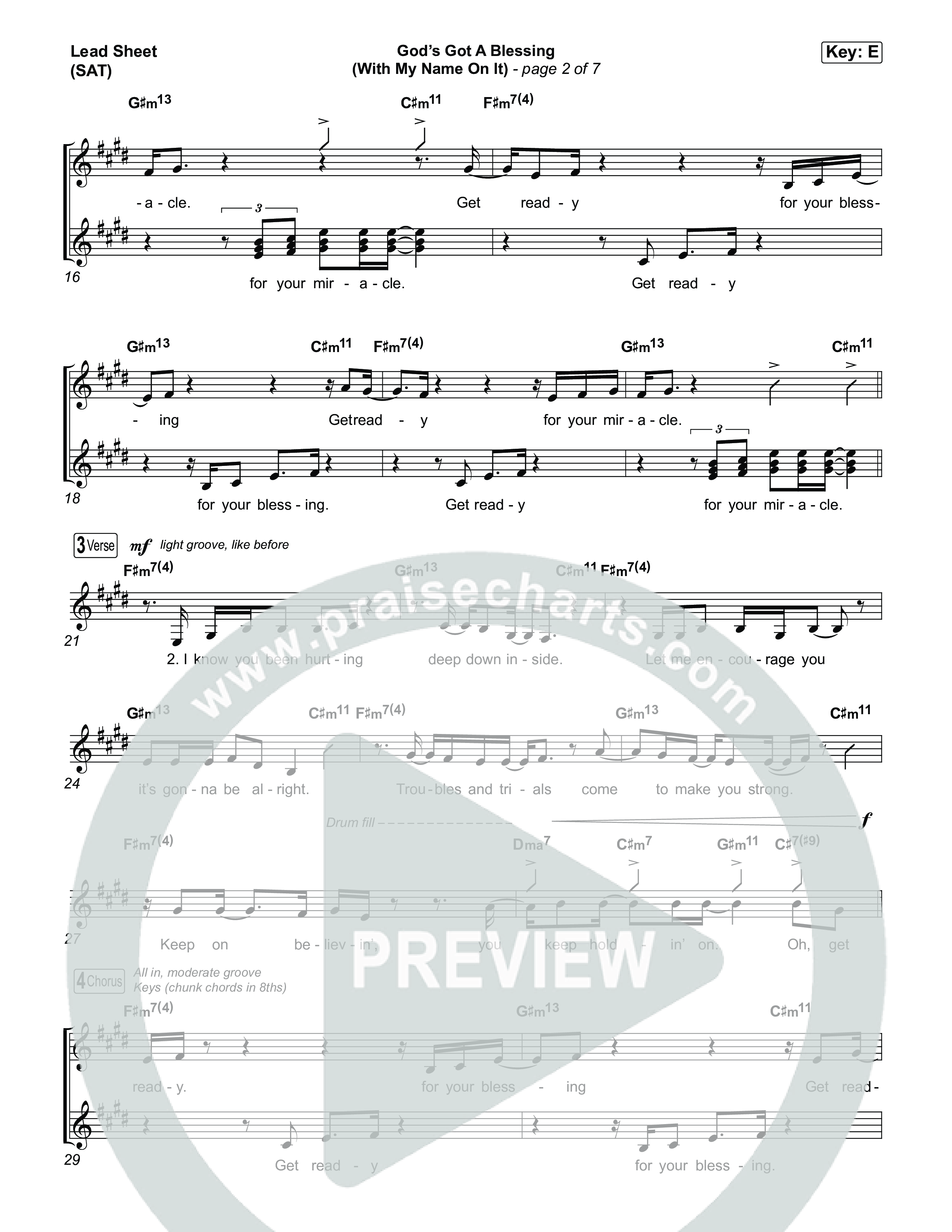 God's Got A Blessing (With My Name On It) Lead Sheet (SAT) (Norman Hutchins)