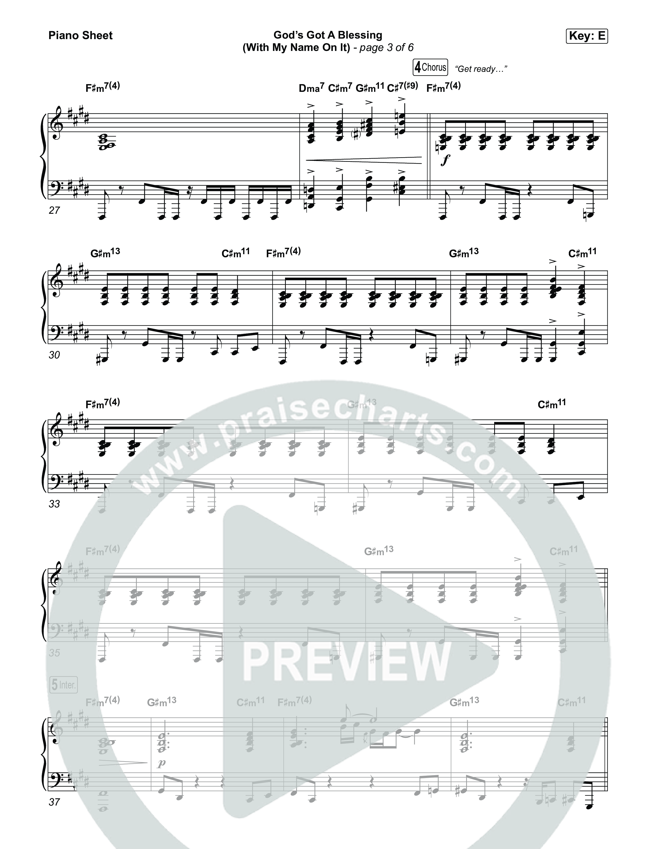 God's Got A Blessing (With My Name On It) Piano Sheet (Norman Hutchins)
