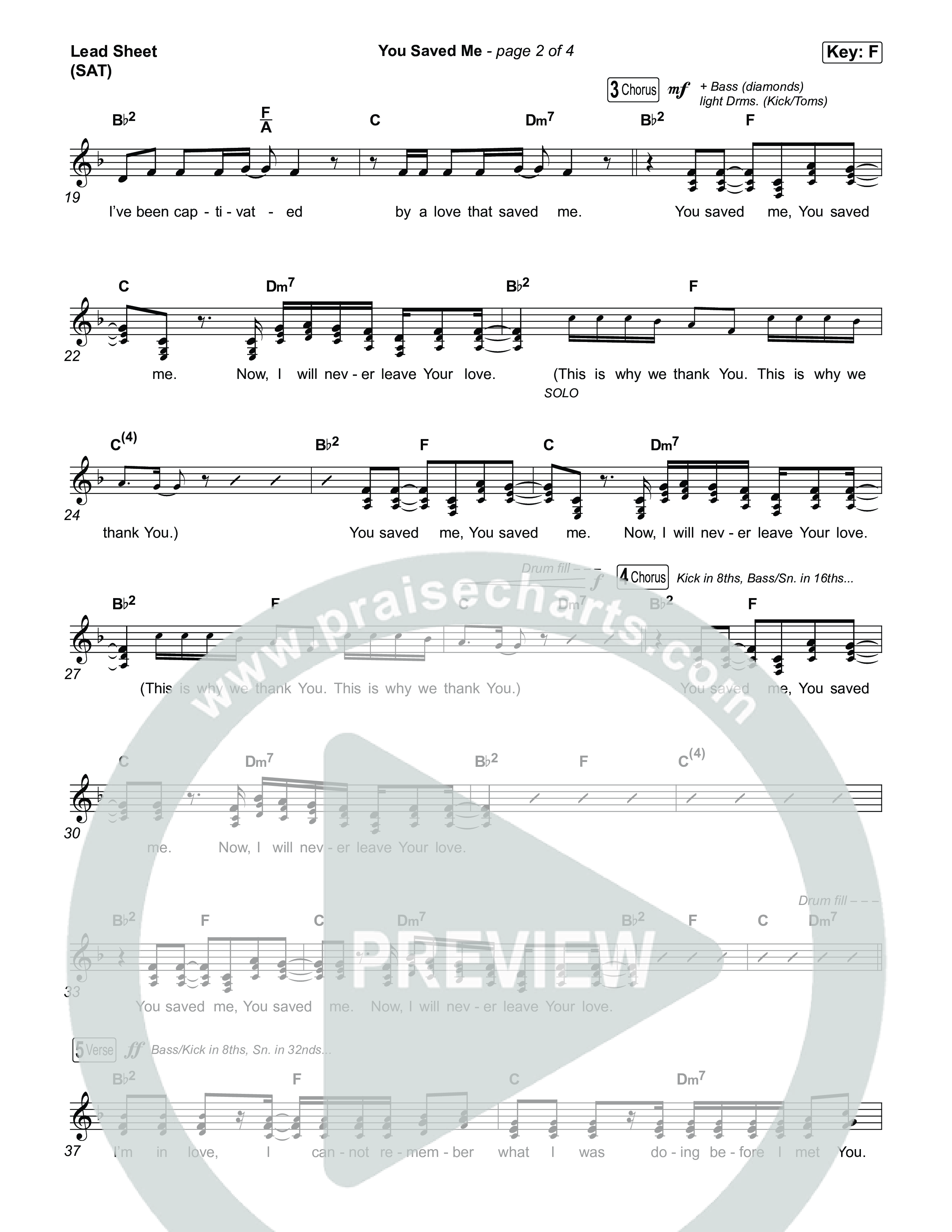 You Saved Me Lead Sheet (SAT) (UPPERROOM / Abbie Gamboa)