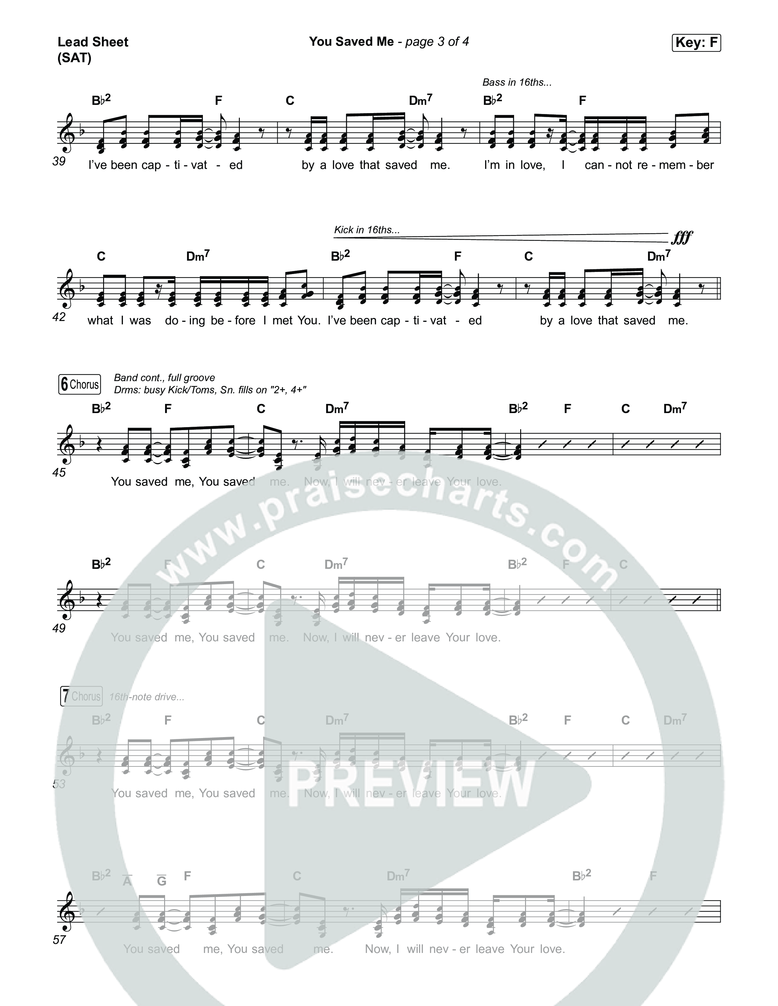 You Saved Me Lead Sheet (SAT) (UPPERROOM / Abbie Gamboa)