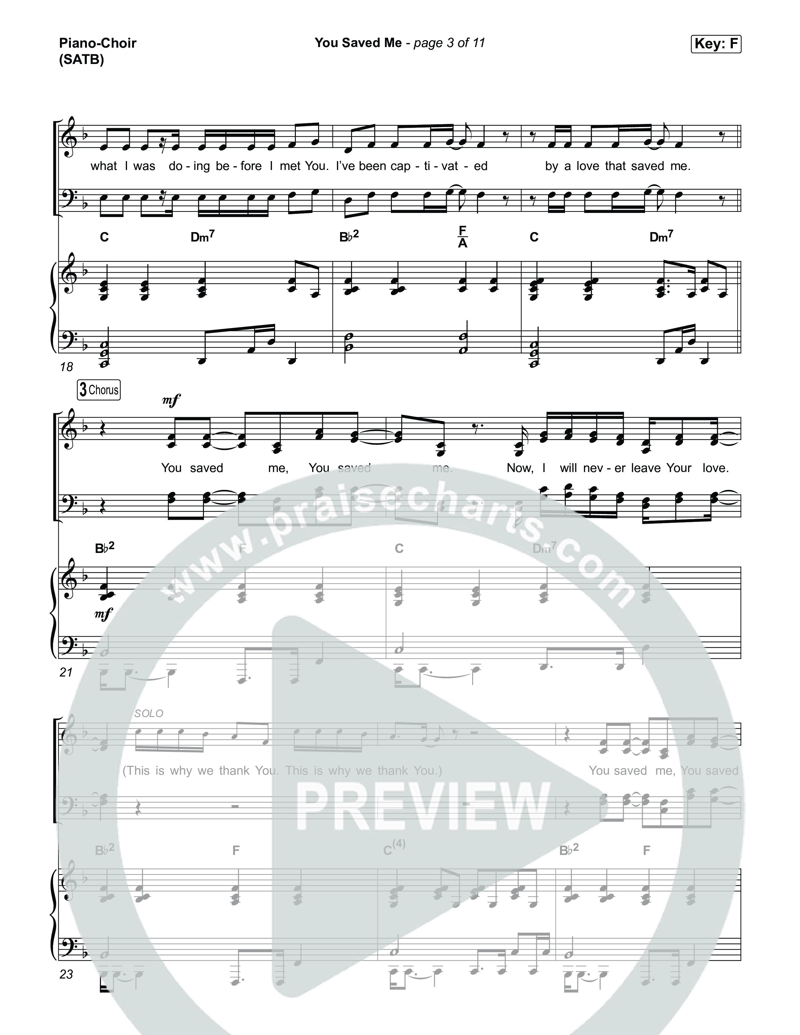 You Saved Me Piano/Vocal (SATB) (UPPERROOM / Abbie Gamboa)