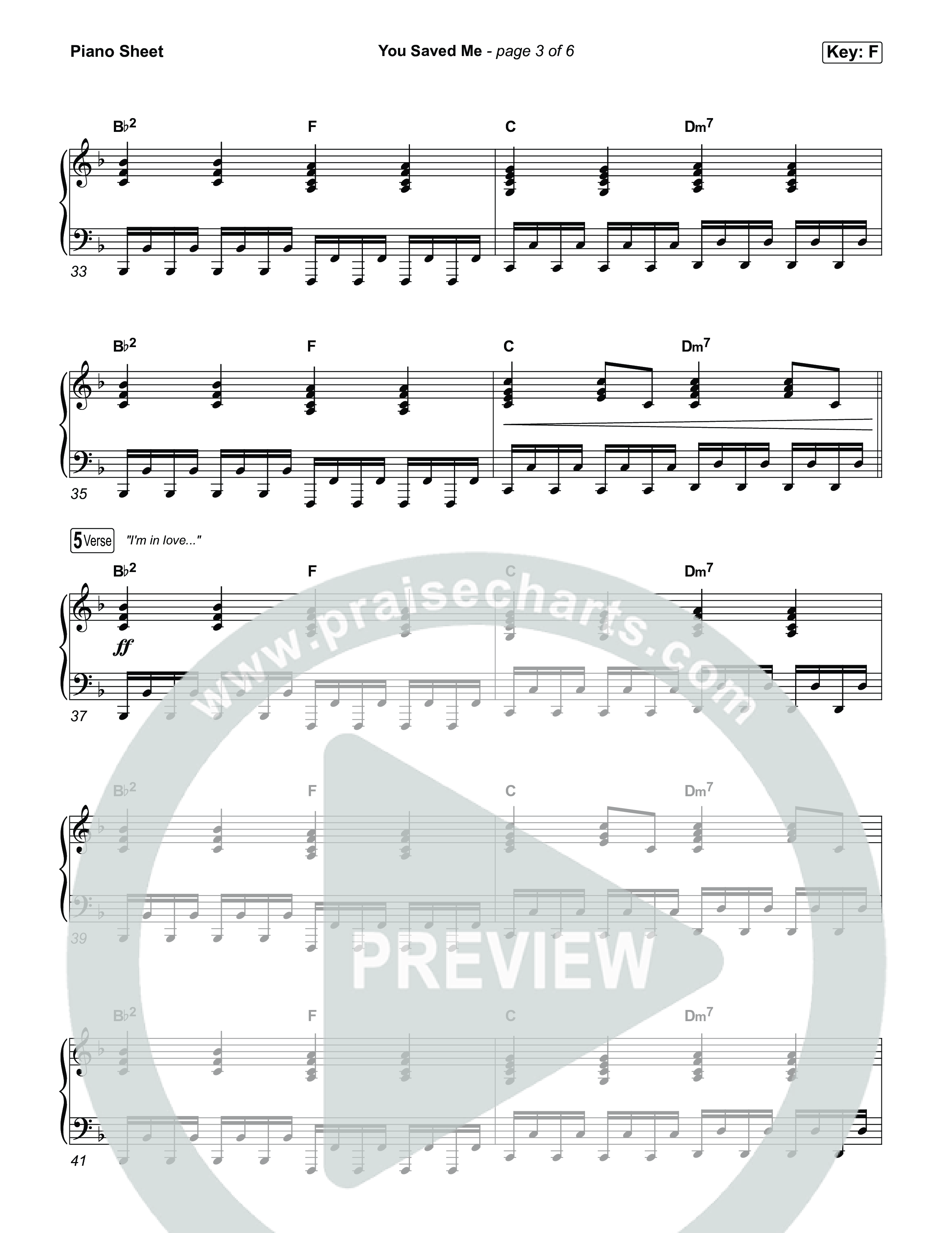 You Saved Me Piano Sheet (UPPERROOM / Abbie Gamboa)