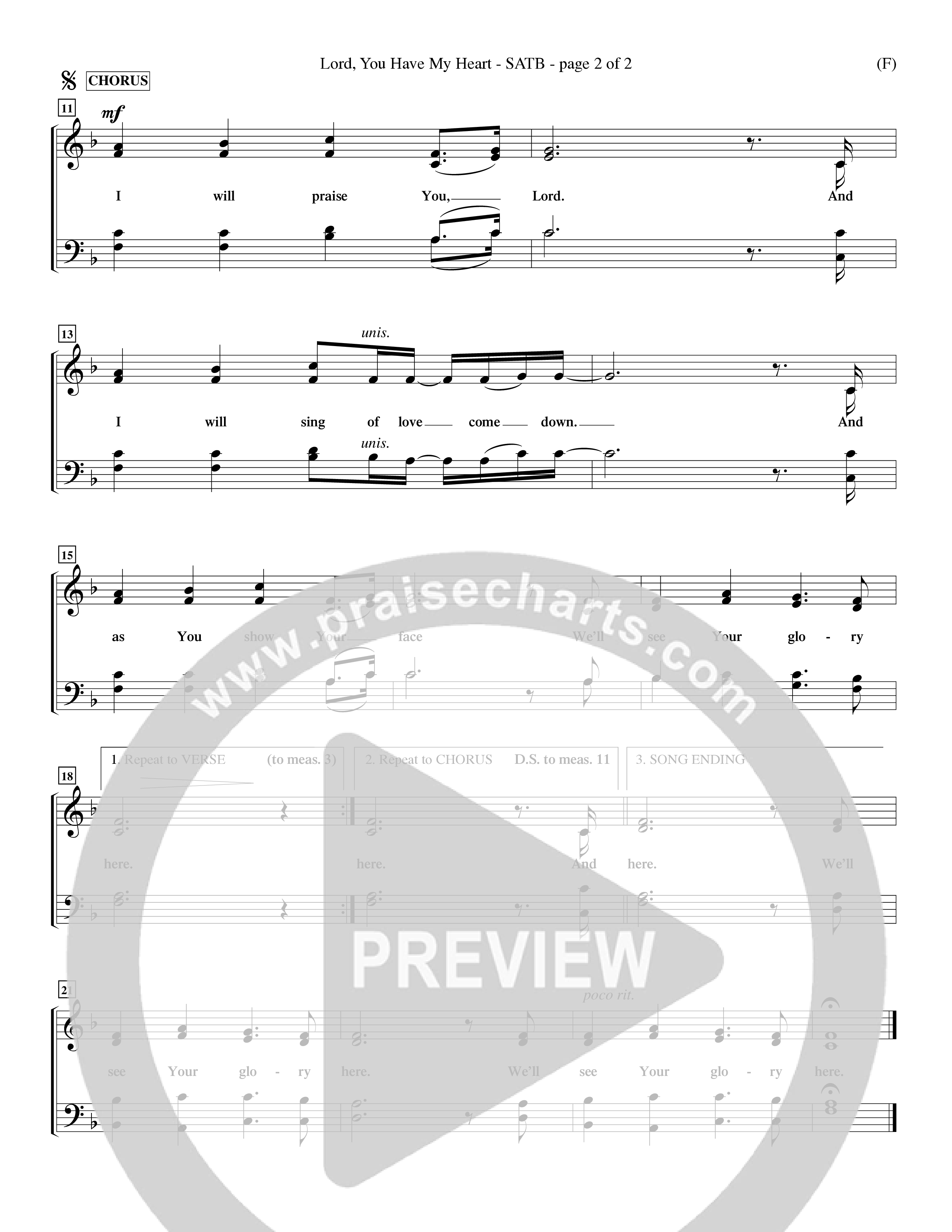 Lord You Have My Heart (Choral Anthem SATB) Choir Sheet (SATB) (Word Music Choral / Arr. Dave Williamson)