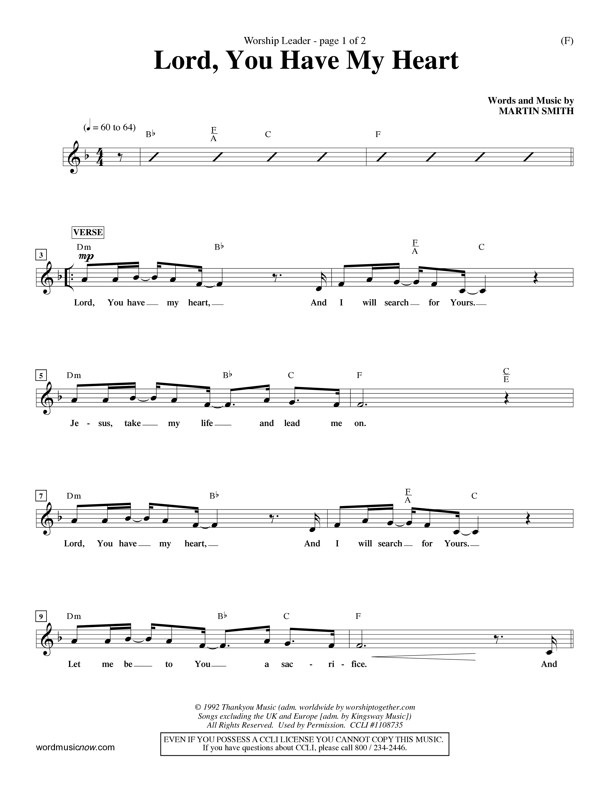 Lord You Have My Heart (Choral Anthem SATB) Rhythm Pack (Word Music Choral / Arr. Dave Williamson)