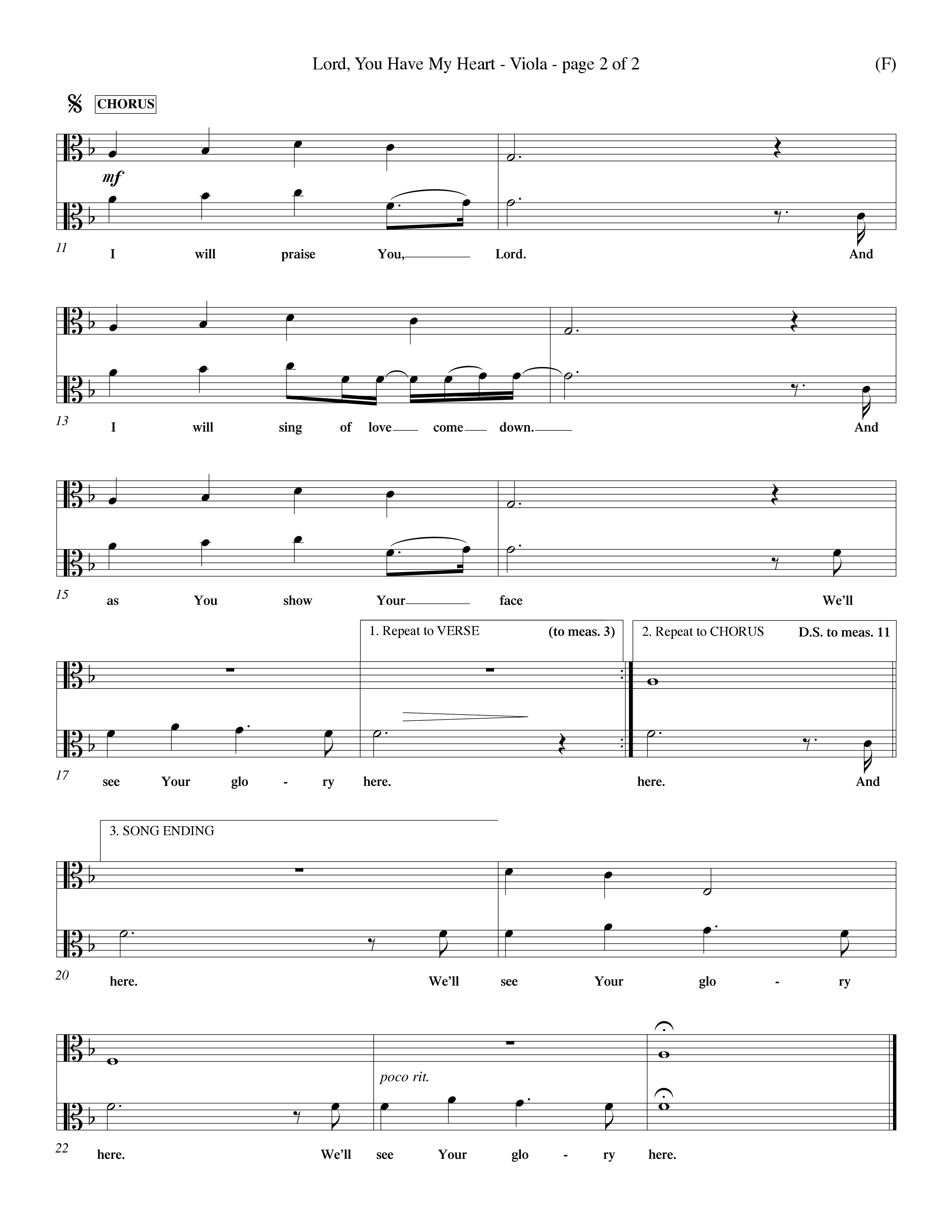 Lord You Have My Heart (Choral Anthem SATB) Viola (Word Music Choral / Arr. Dave Williamson)