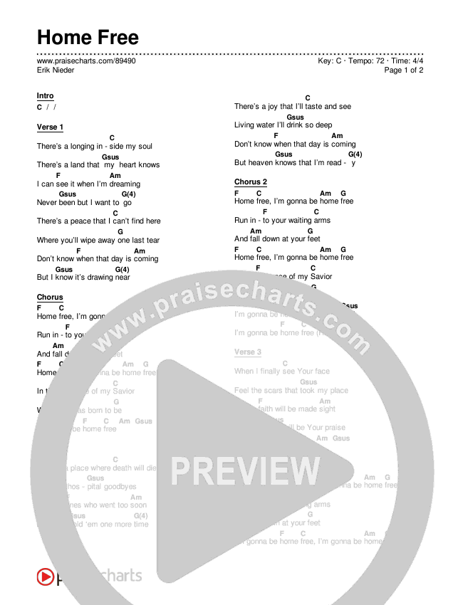 Home Free Chords & Lyrics (Erik Nieder)