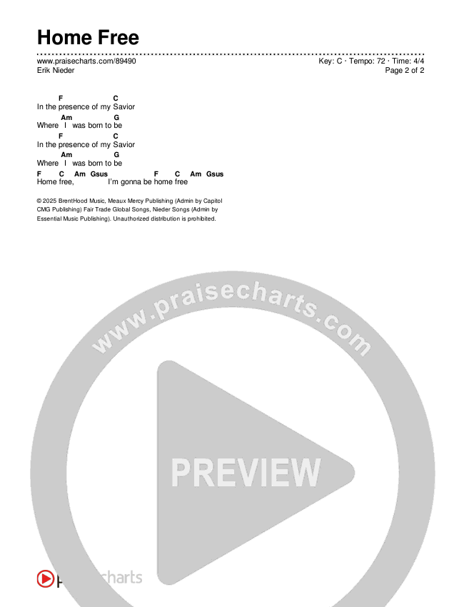 Home Free Chords & Lyrics (Erik Nieder)