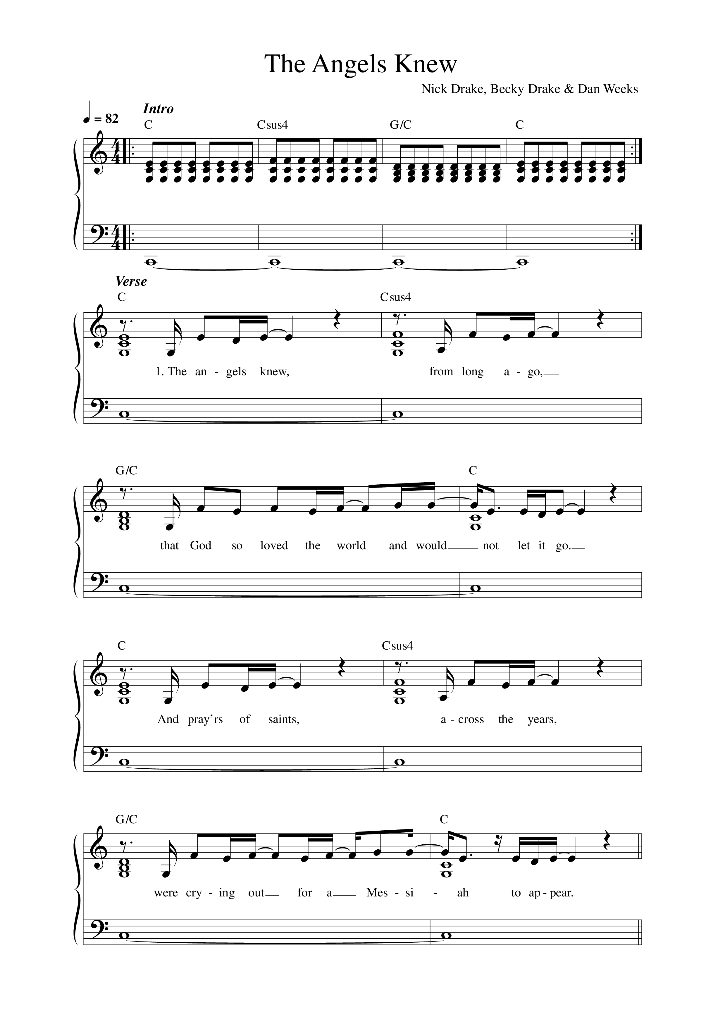 The Angels Knew Lead Sheet Melody (Worship For Everyone)