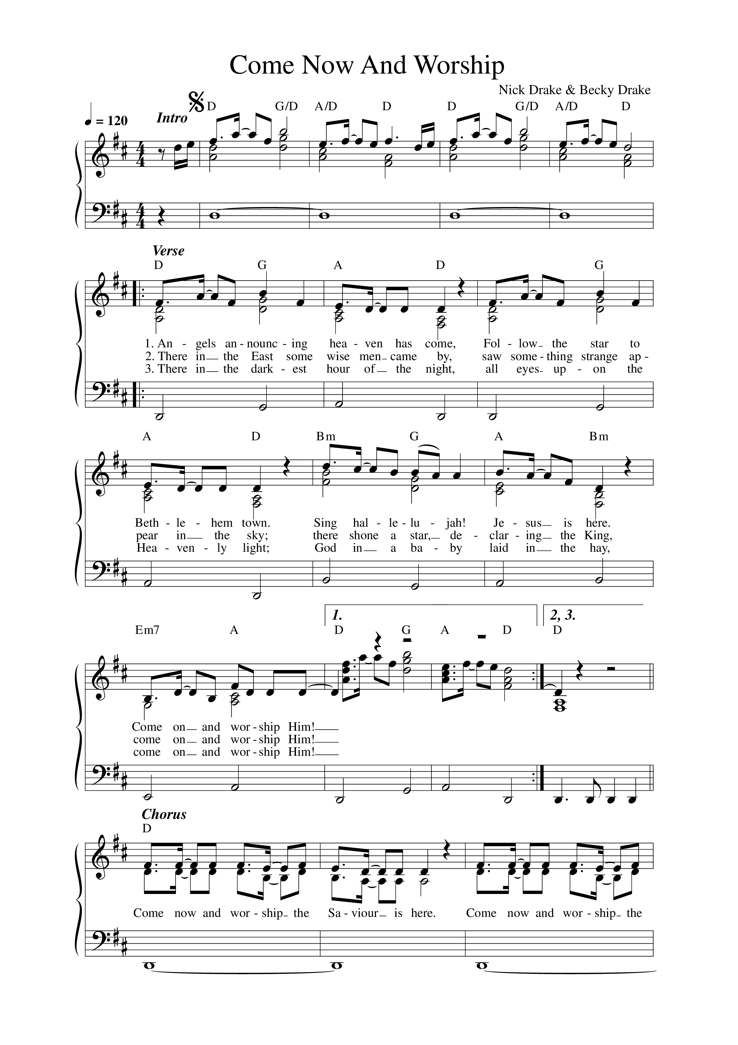 Come Now And Worship Lead Sheet Melody (Worship For Everyone)