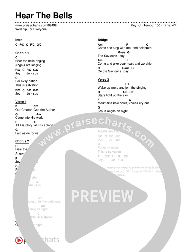 Hear The Bells Chord Chart (Worship For Everyone)