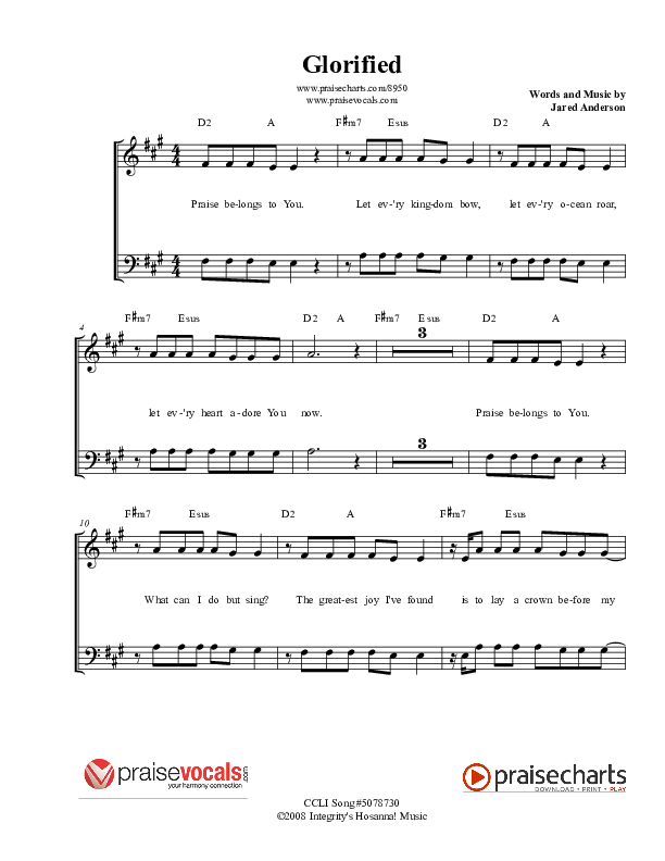 Glorified Lead Sheet (PraiseVocals)