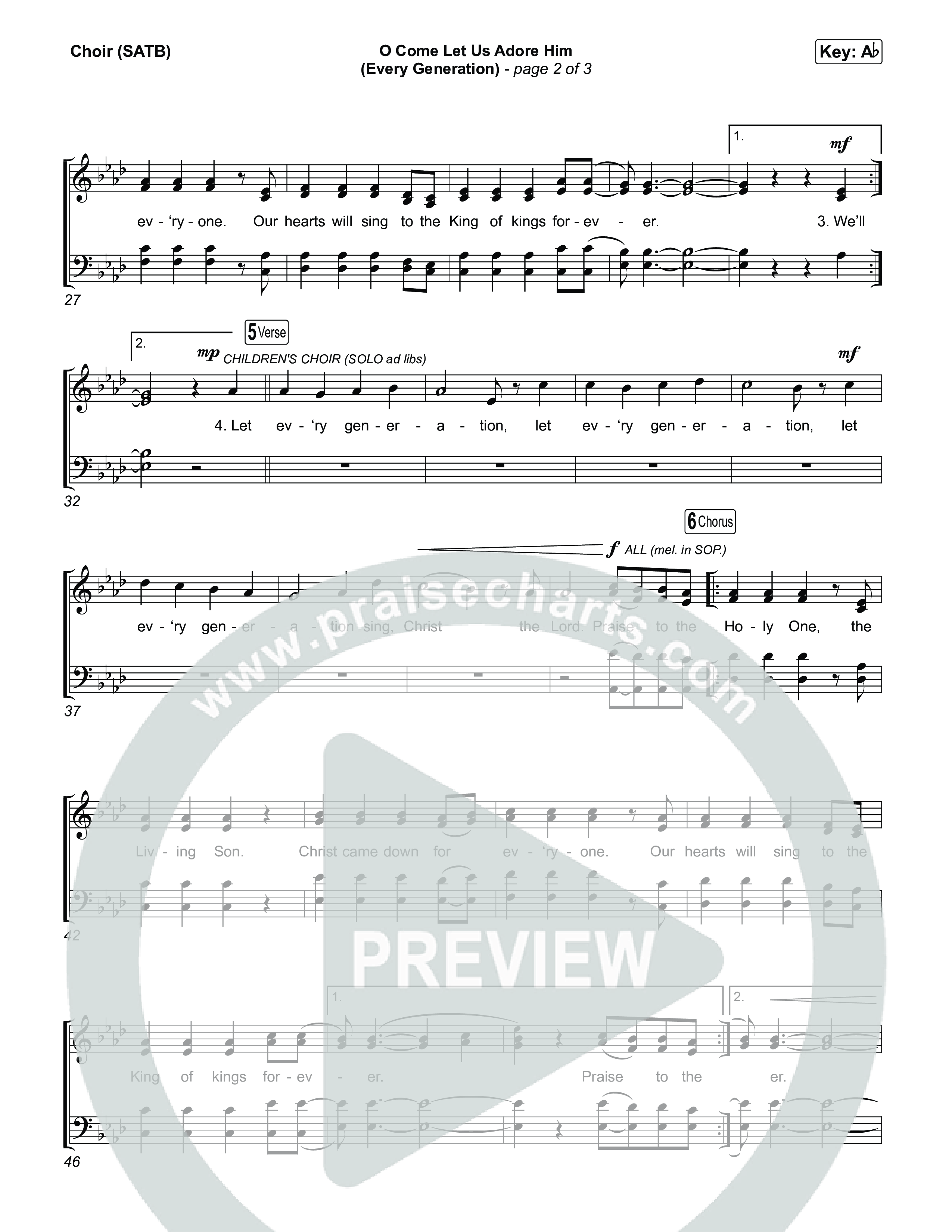 O Come Let Us Adore Him (Every Generation) Choir Sheet (Worship For Everyone / Nick & Becky Drake / Tim Hughes)