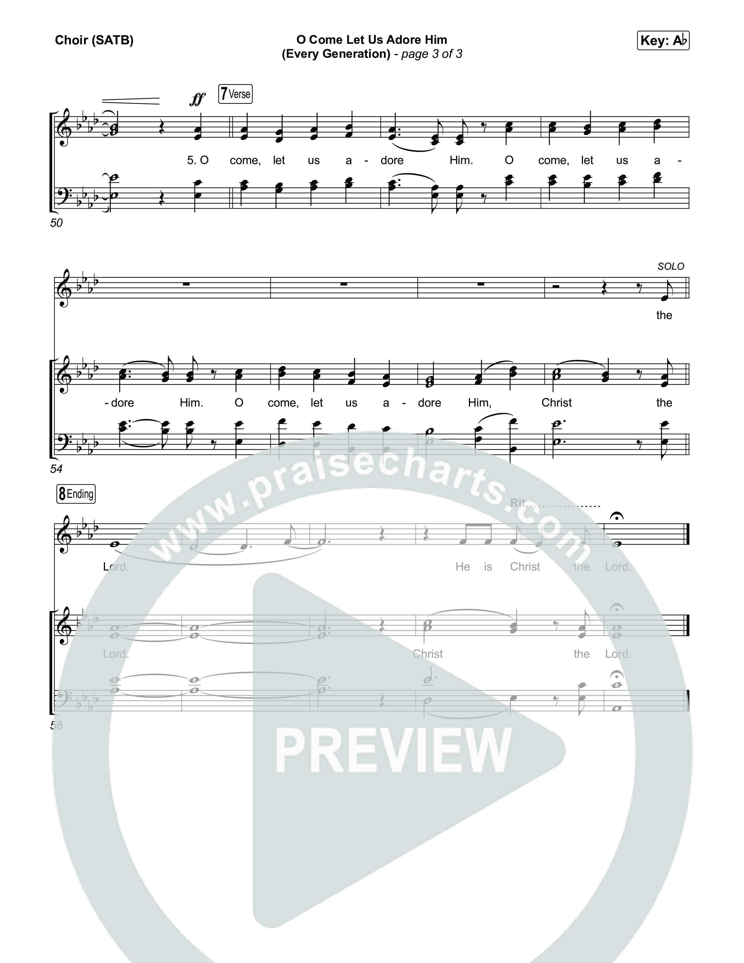 O Come Let Us Adore Him (Every Generation) Choir Sheet (Worship For Everyone / Nick & Becky Drake / Tim Hughes)