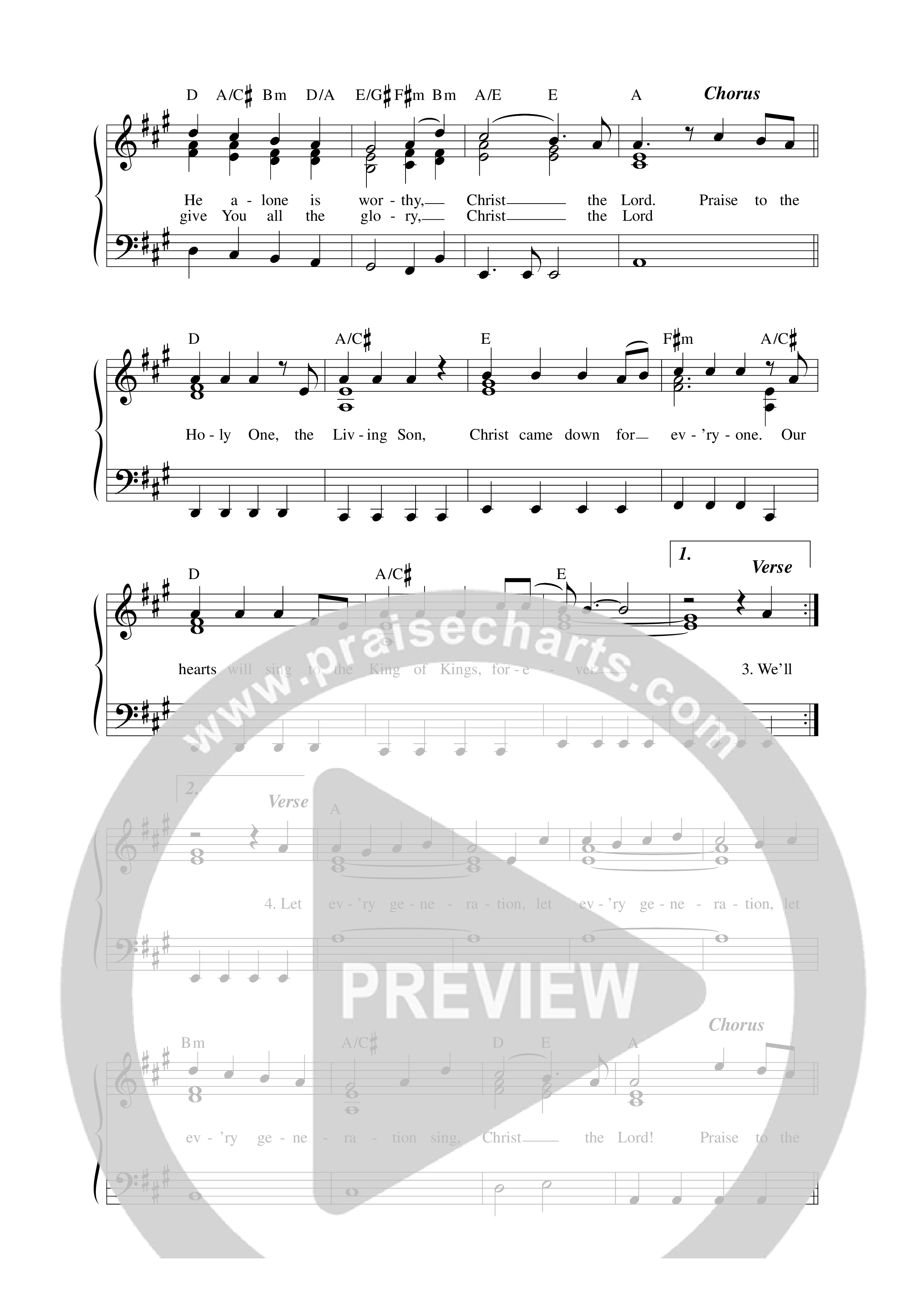 O Come Let Us Adore Him (Every Generation) Lead Sheet Melody (Worship For Everyone)