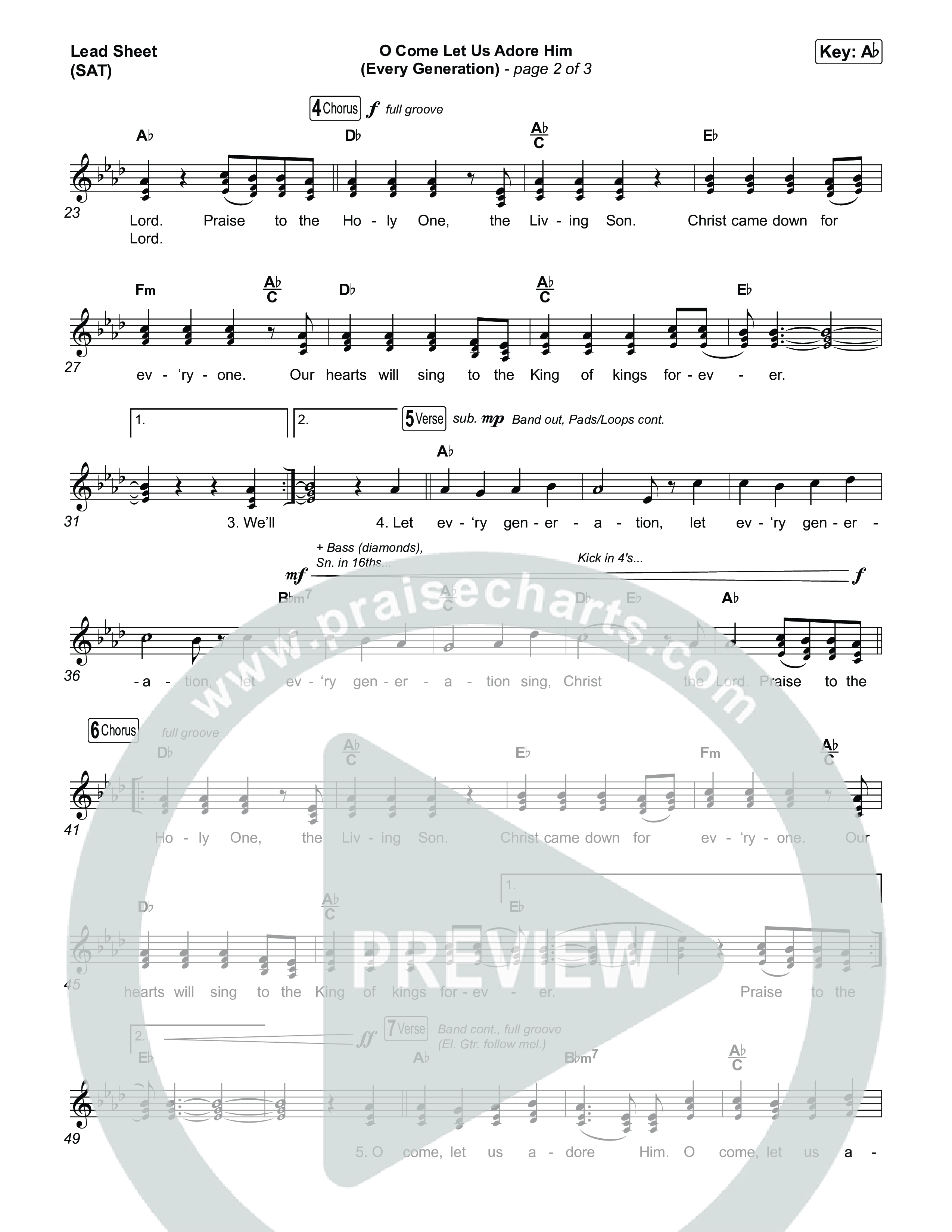 O Come Let Us Adore Him (Every Generation) Lead Sheet (SAT) (Worship For Everyone / Nick & Becky Drake / Tim Hughes)