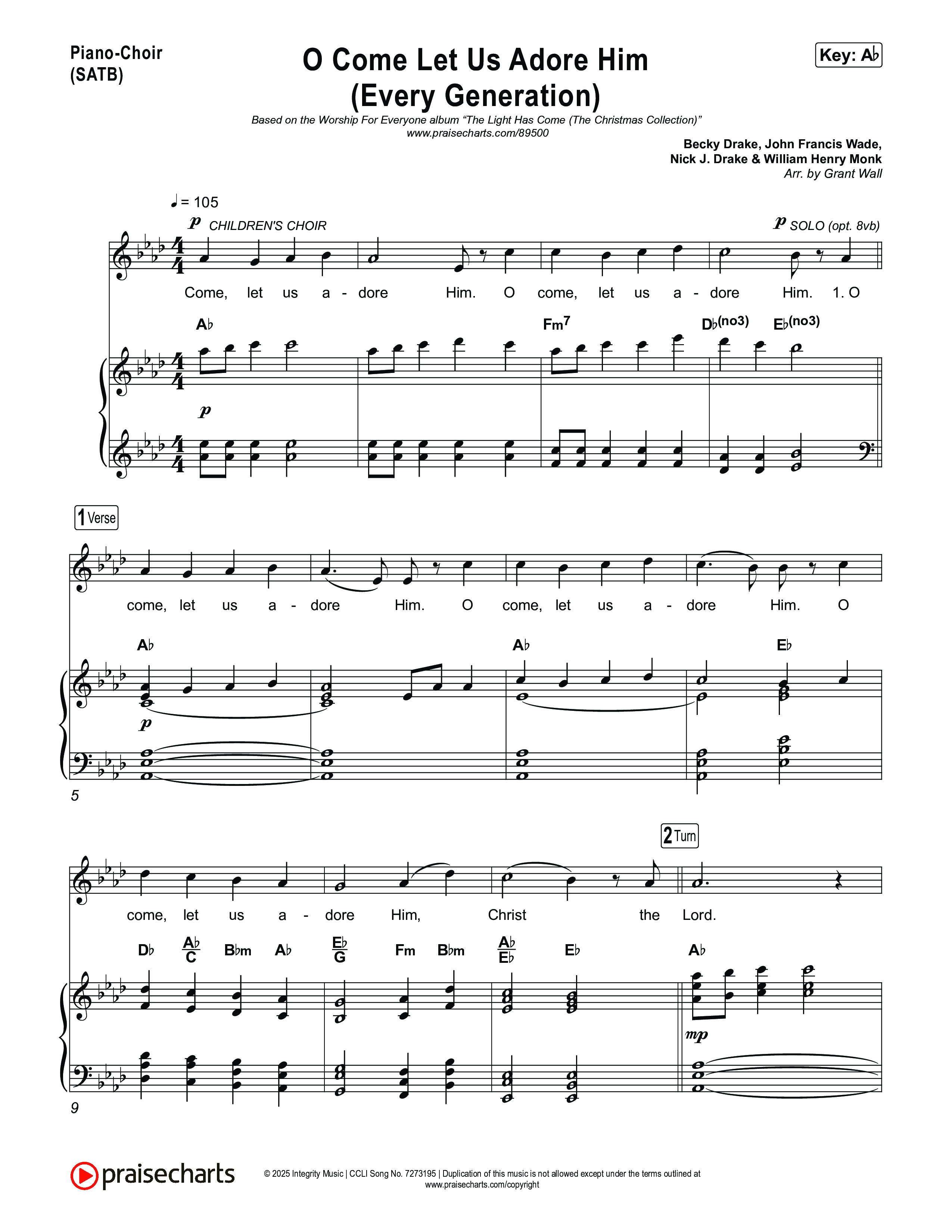 O Come Let Us Adore Him (Every Generation) Piano/Choir (SATB) (Worship For Everyone / Nick & Becky Drake / Tim Hughes)